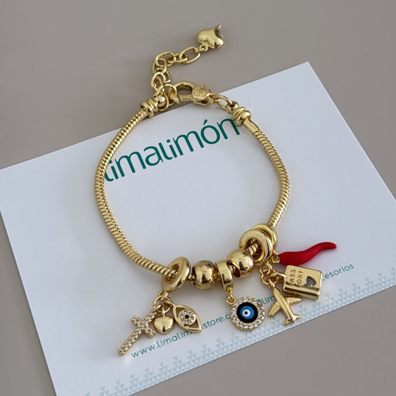 Gold Charm Travel Bracelet - Bracelet | LimaLimón Store - 2