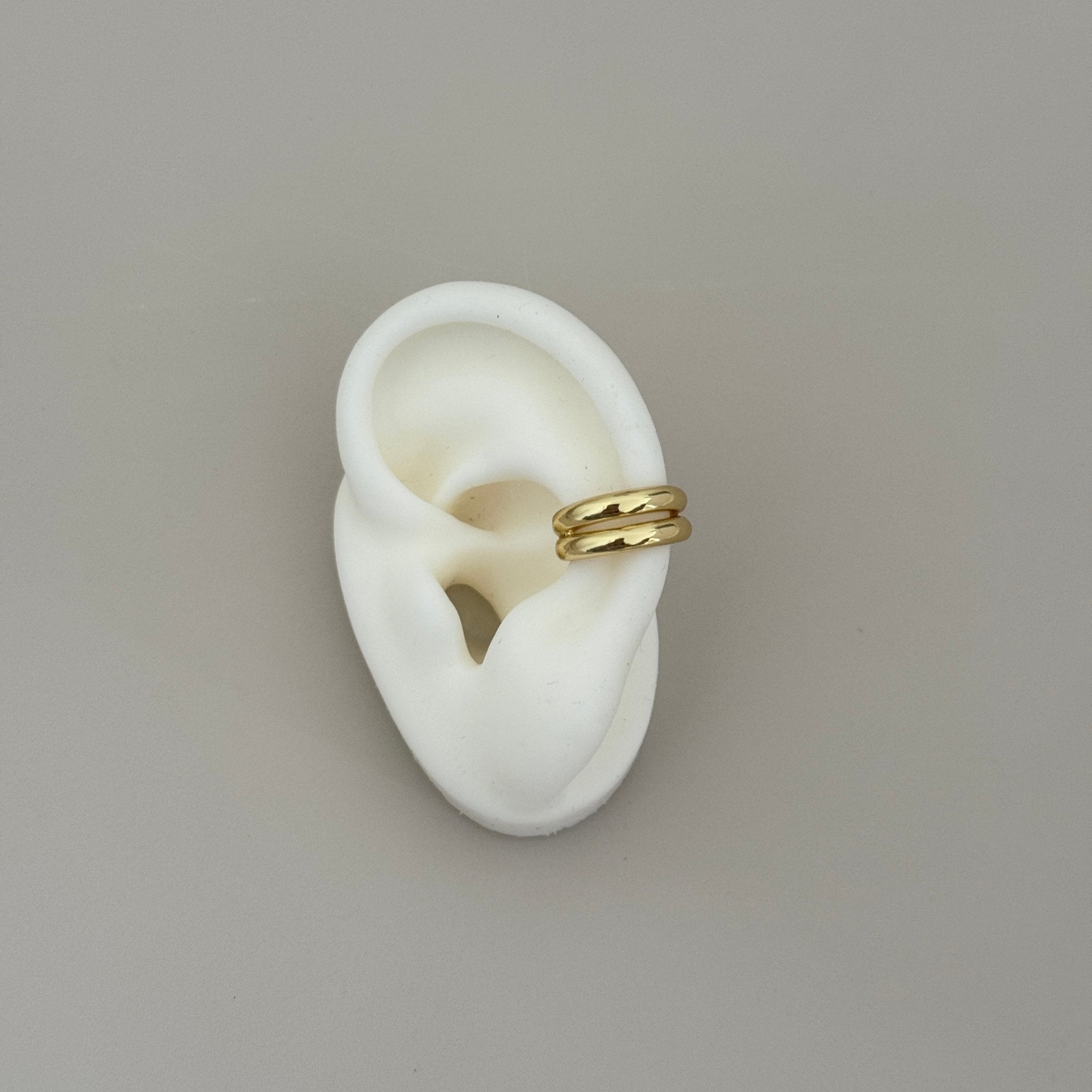 Gold Double - Band Smooth Ear Cuff - Earring | LimaLimón Store - 1