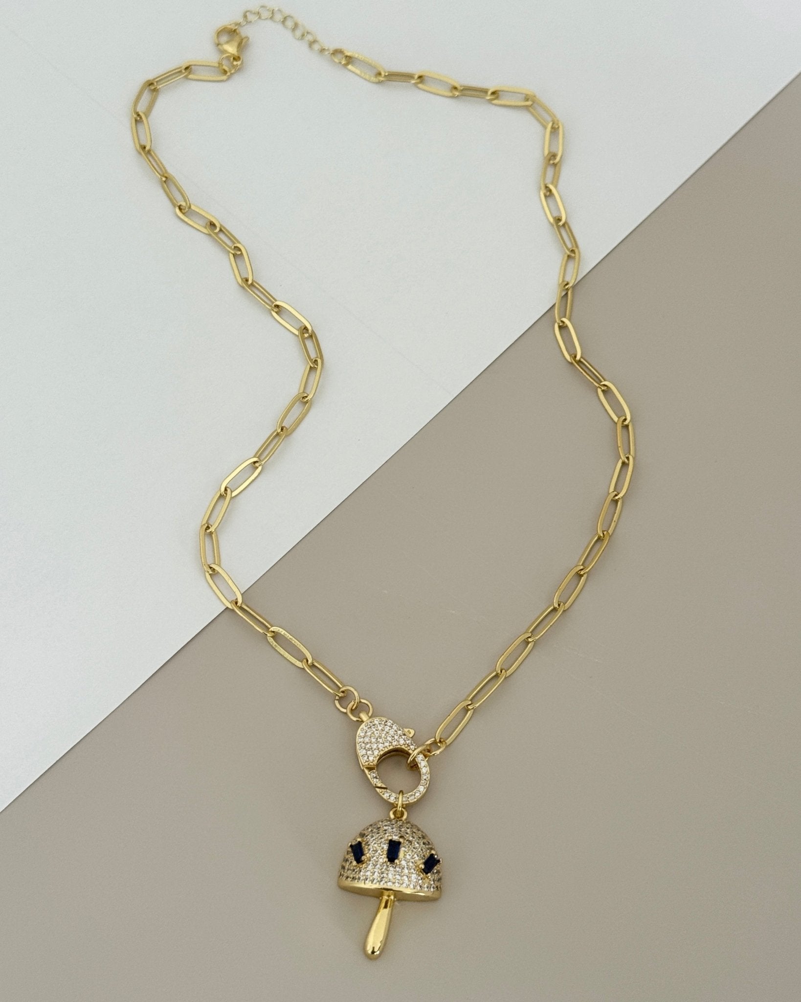 Golden Mushroom Charm Necklace - Necklaces | LimaLimón Store - 1