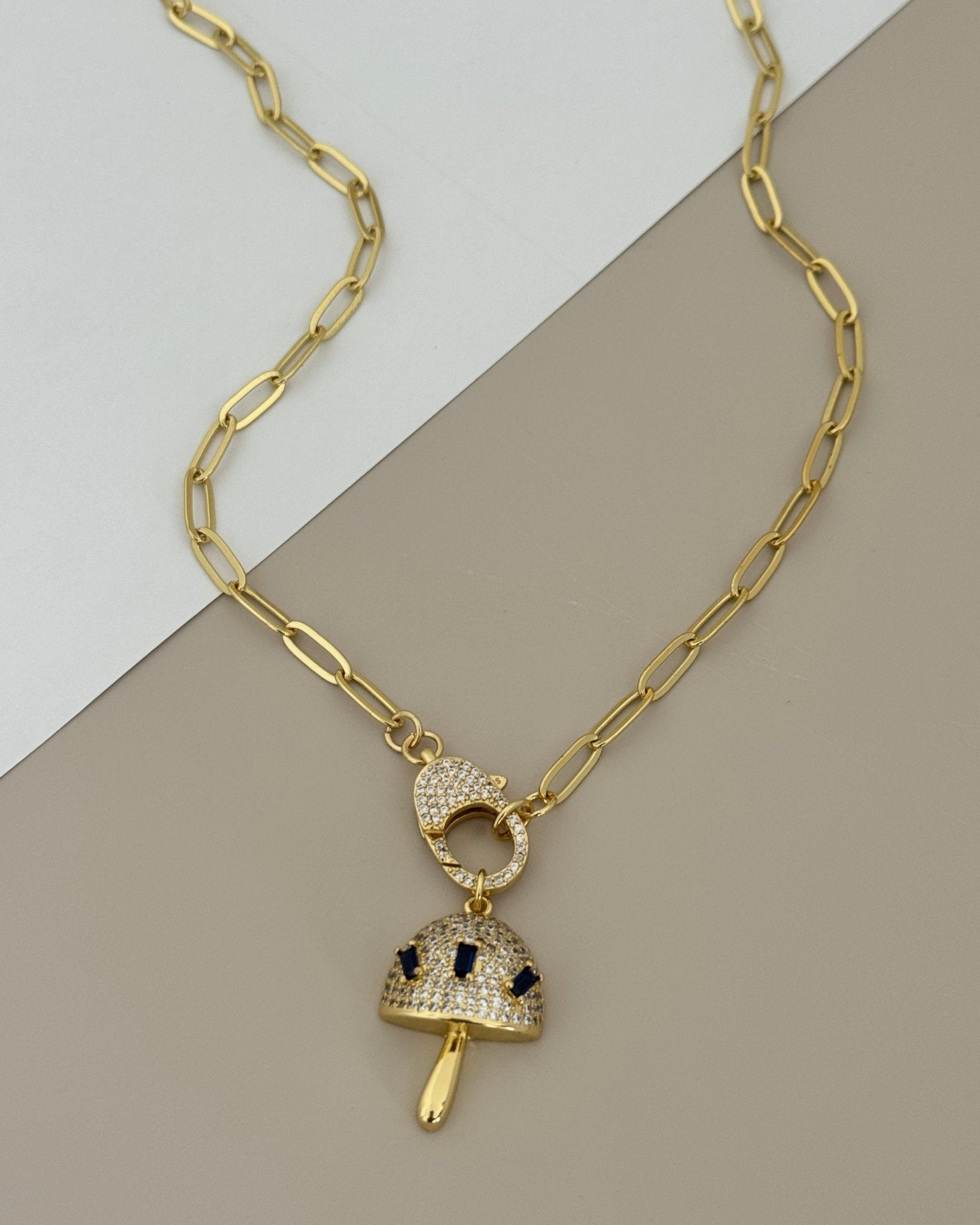 Golden Mushroom Charm Necklace - Necklaces | LimaLimón Store - 2