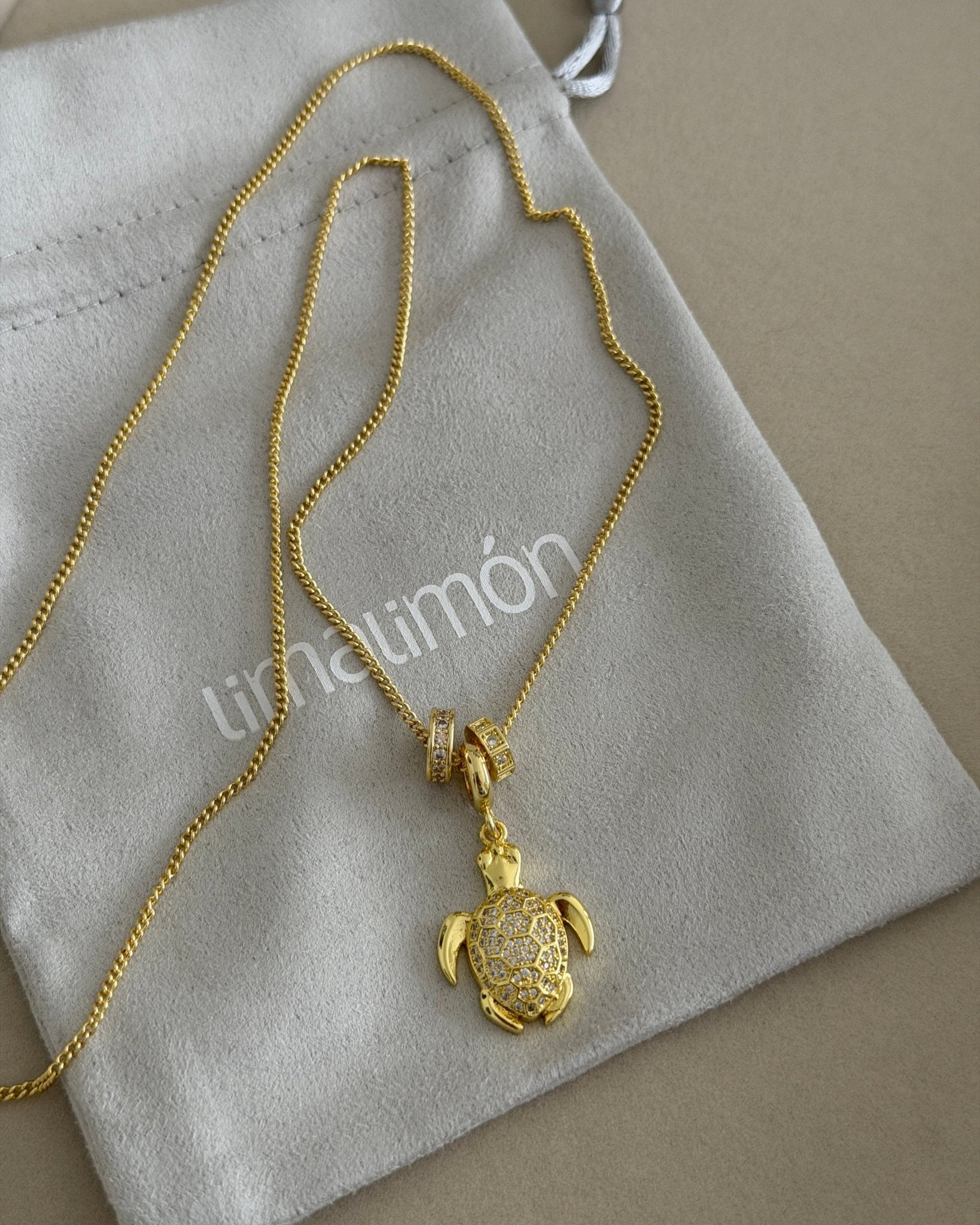 Golden Sea Turtle Charm Necklace - Necklaces | LimaLimón Store - 1