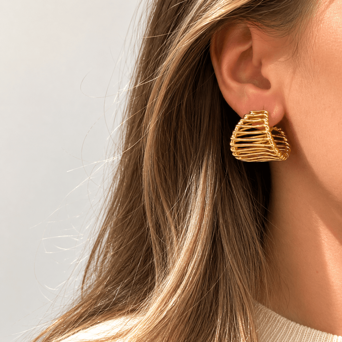 Golden Wave Statement Earrings - Earring | LimaLimón Store - 3