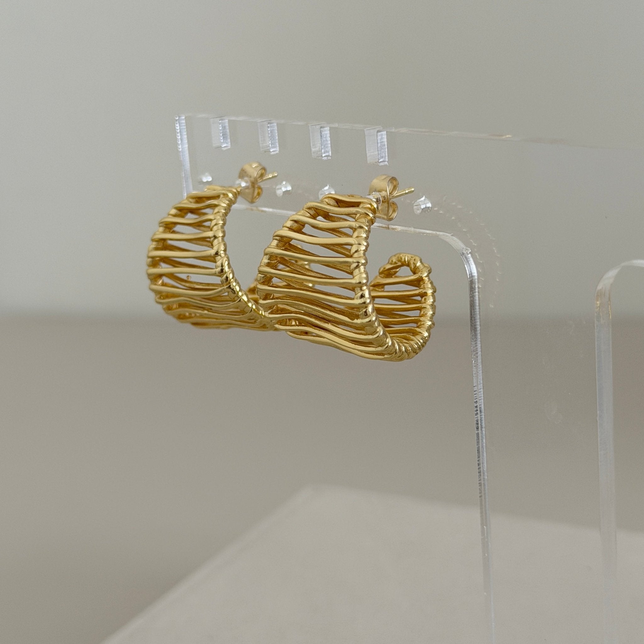 Golden Wave Statement Earrings - Earring | LimaLimón Store - 4