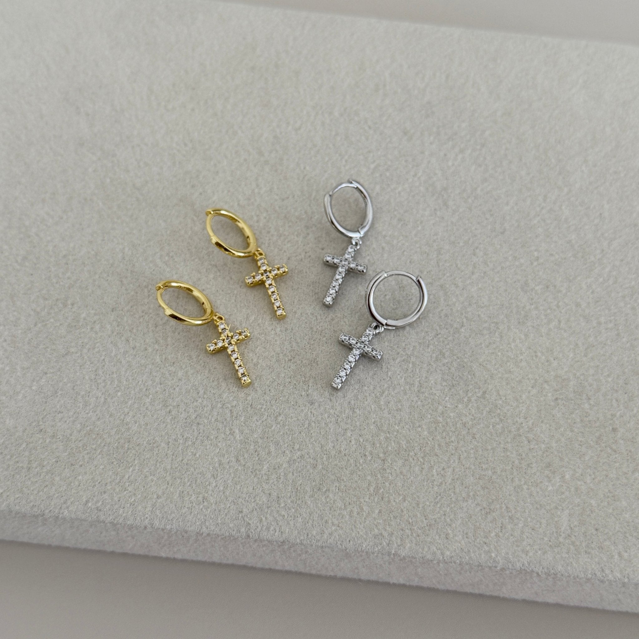 Grace Cross Huggie Earrings - Earring | LimaLimón Store - 1