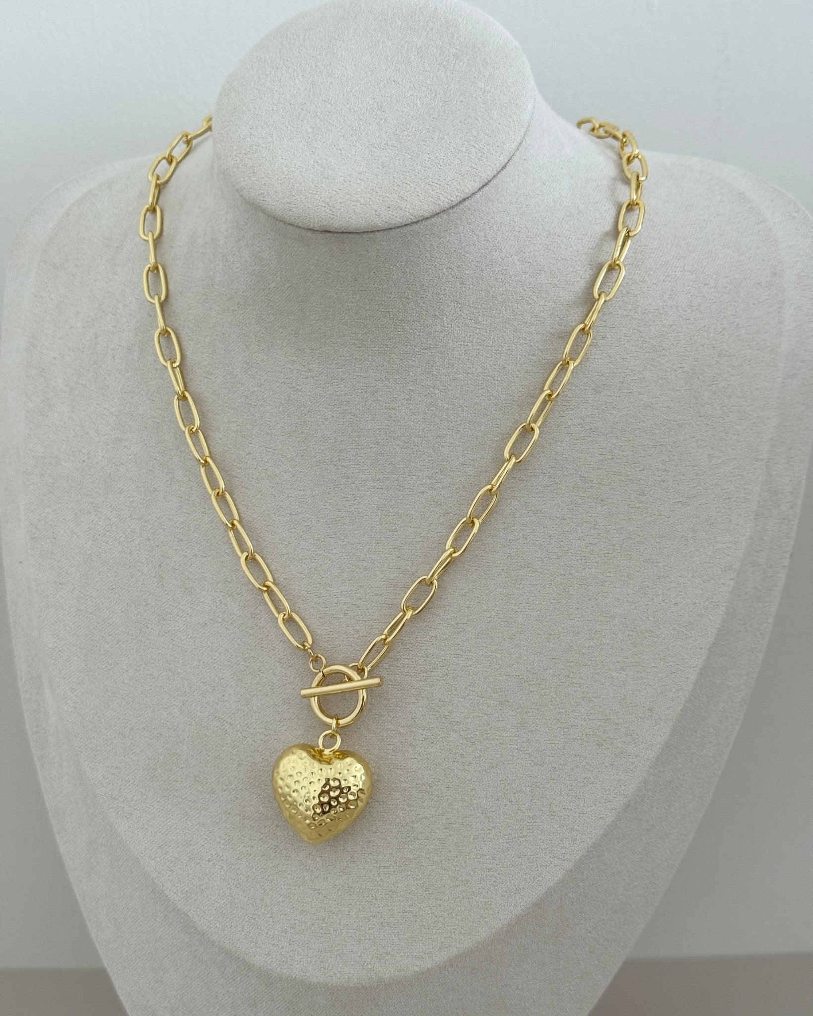 Hammered Heart Chain Necklace - Necklaces | LimaLimón Store - 2