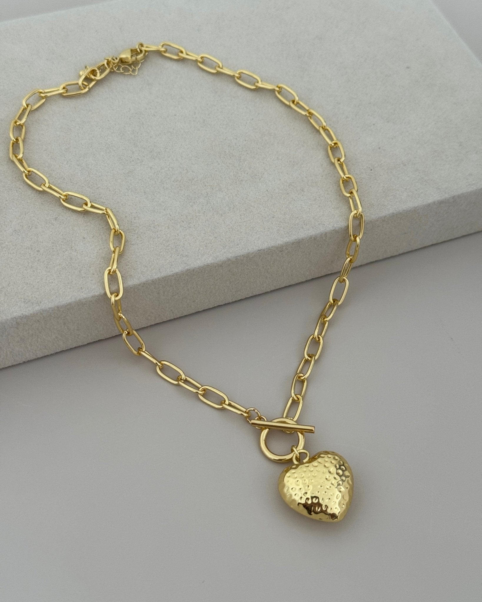 Hammered Heart Chain Necklace - Necklaces | LimaLimón Store - 4