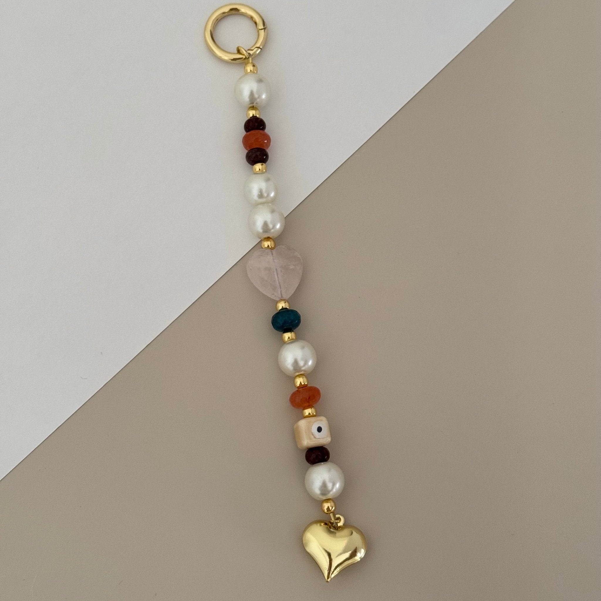 Heart and Evil Eye Bag Charm - LimaLimón Store