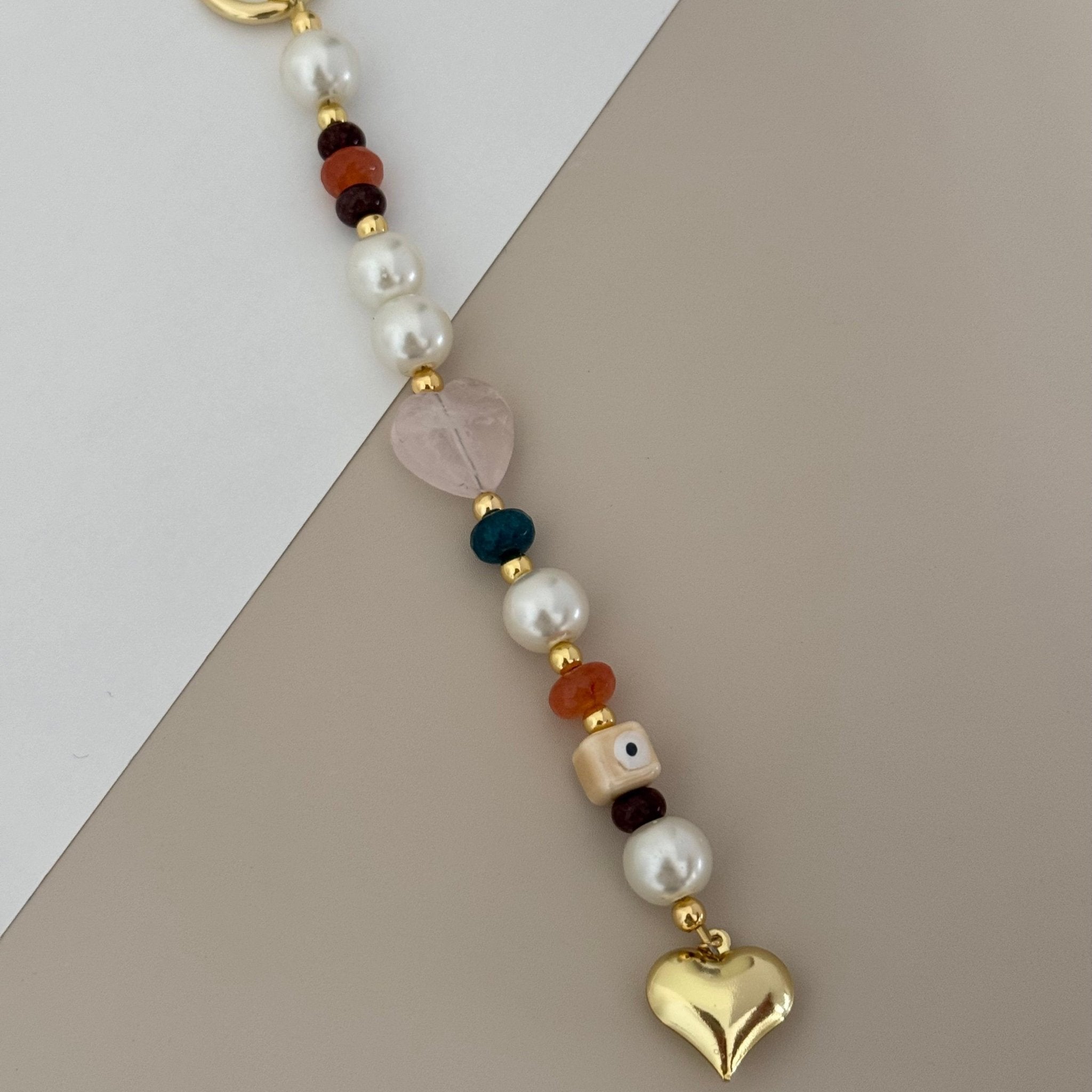 Heart and Evil Eye Bag Charm - LimaLimón Store