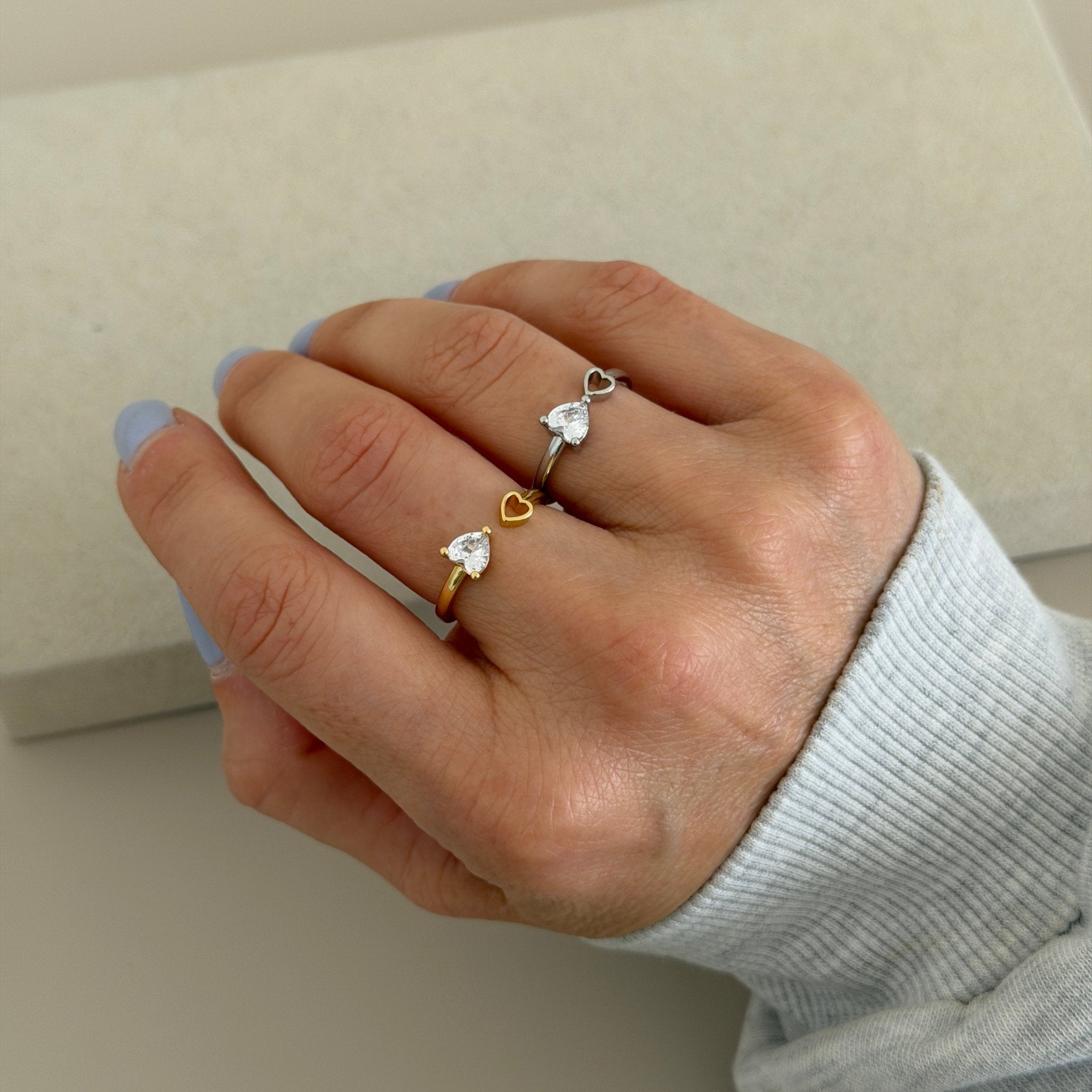 Heart & Crystal Open Ring - ring jewelry | LimaLimón Store - 4