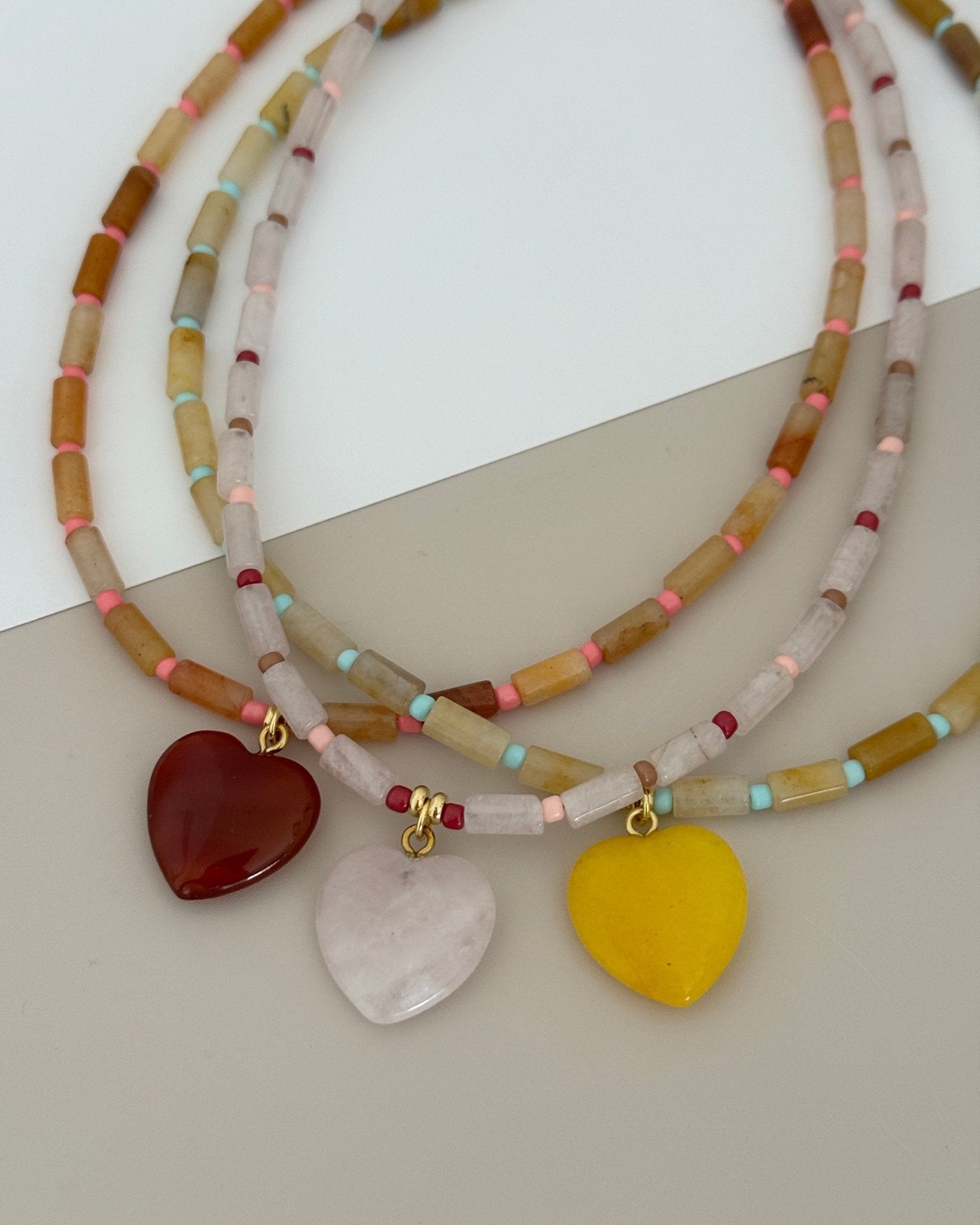 Heart Gemstone Beaded Necklace - Necklace | LimaLimón Store - 5
