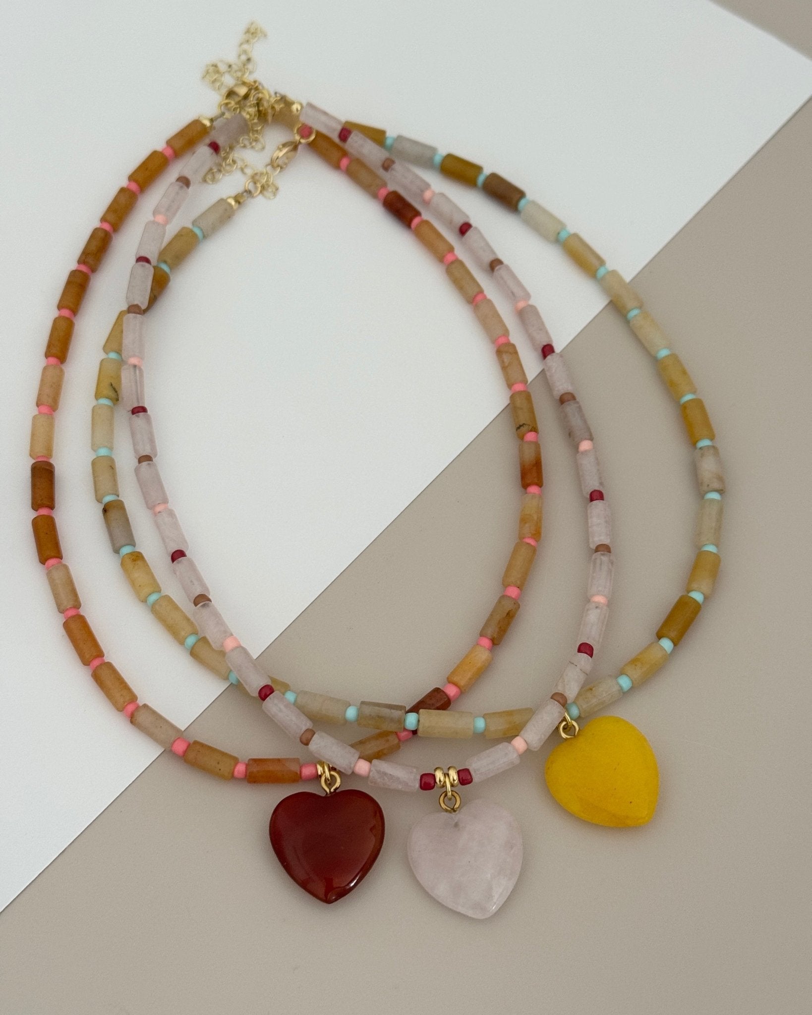 Heart Gemstone Beaded Necklace - Necklace | LimaLimón Store - 1
