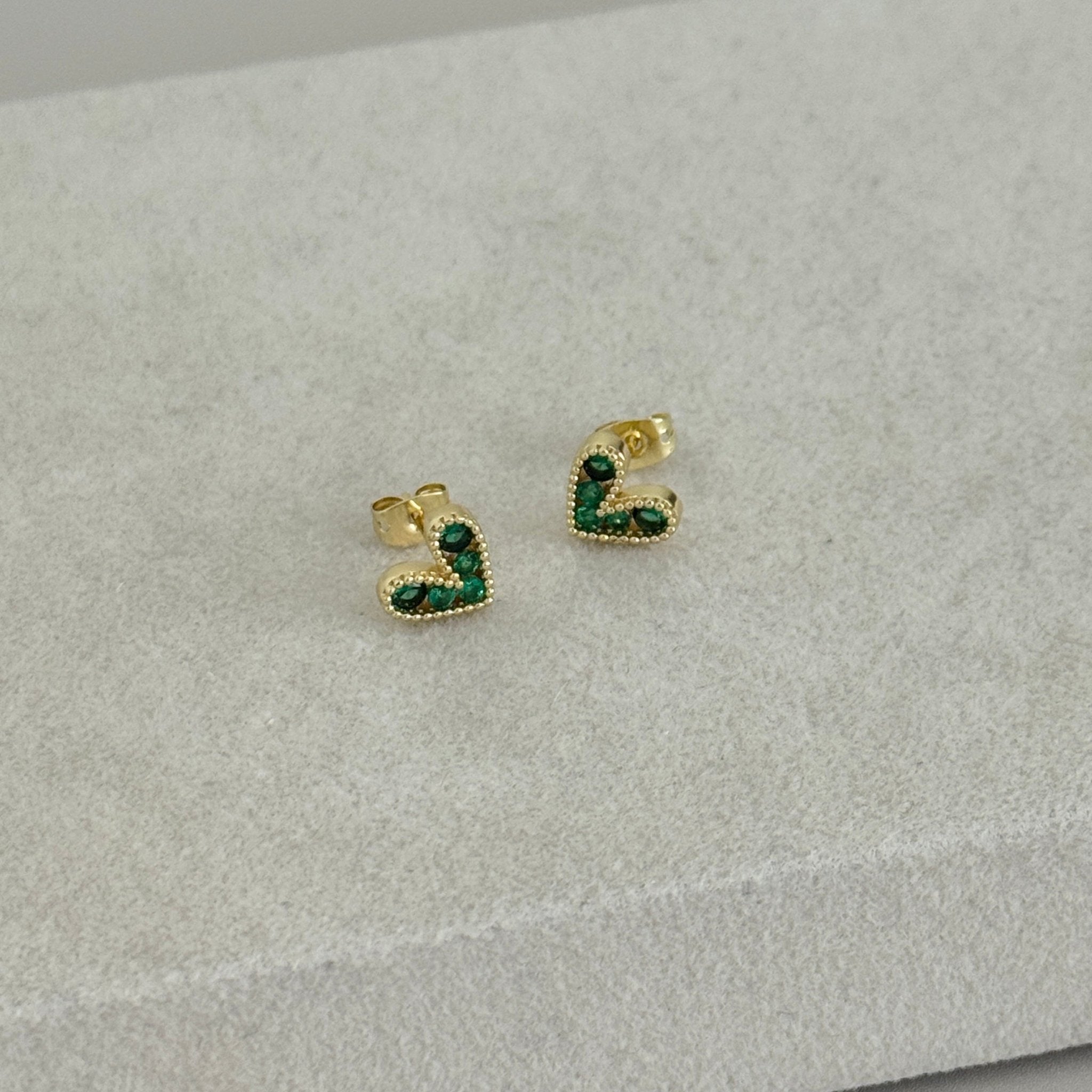 Heart Gemstone Stud Earrings – Multi - Color Variants - Earring | LimaLimón Store - 3