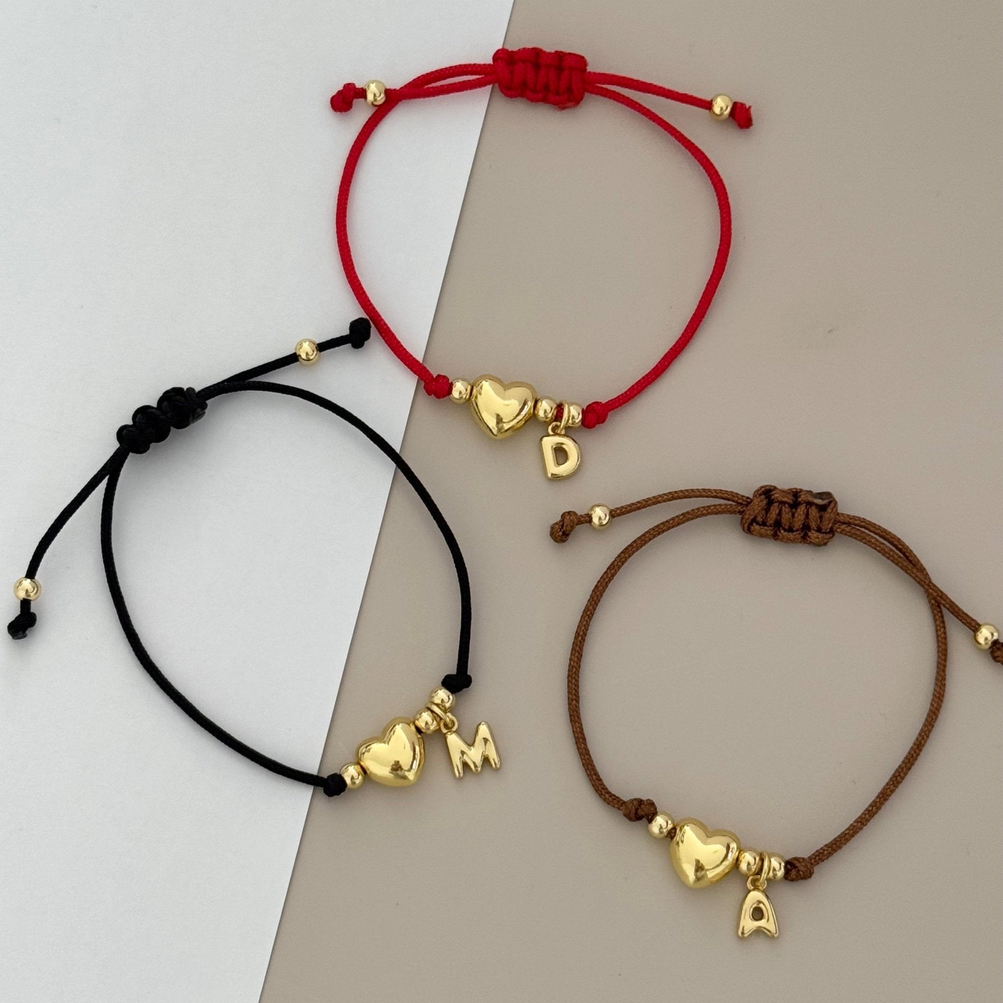 Heart Initial Cord Bracelet - LimaLimón Store