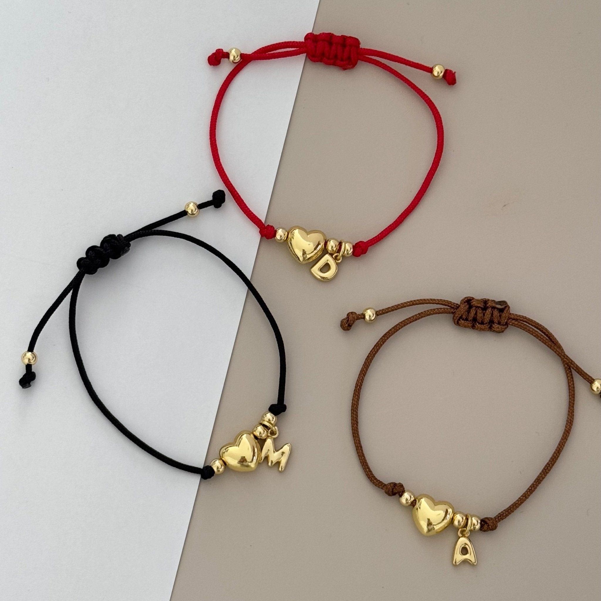 Heart Initial Cord Bracelet - LimaLimón Store