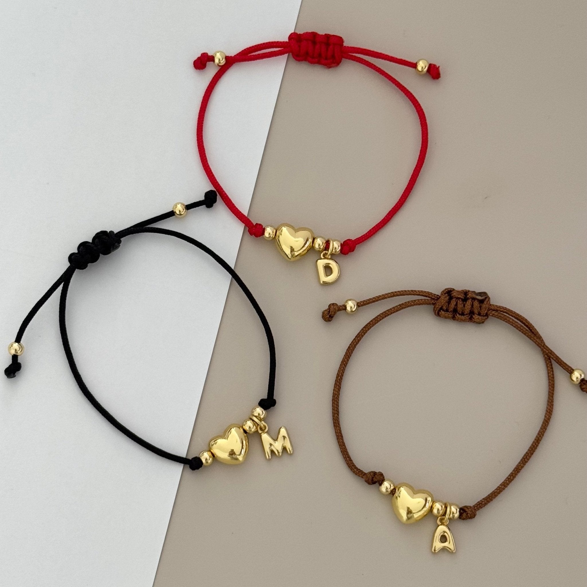 Heart Initial Cord Bracelet - LimaLimón Store
