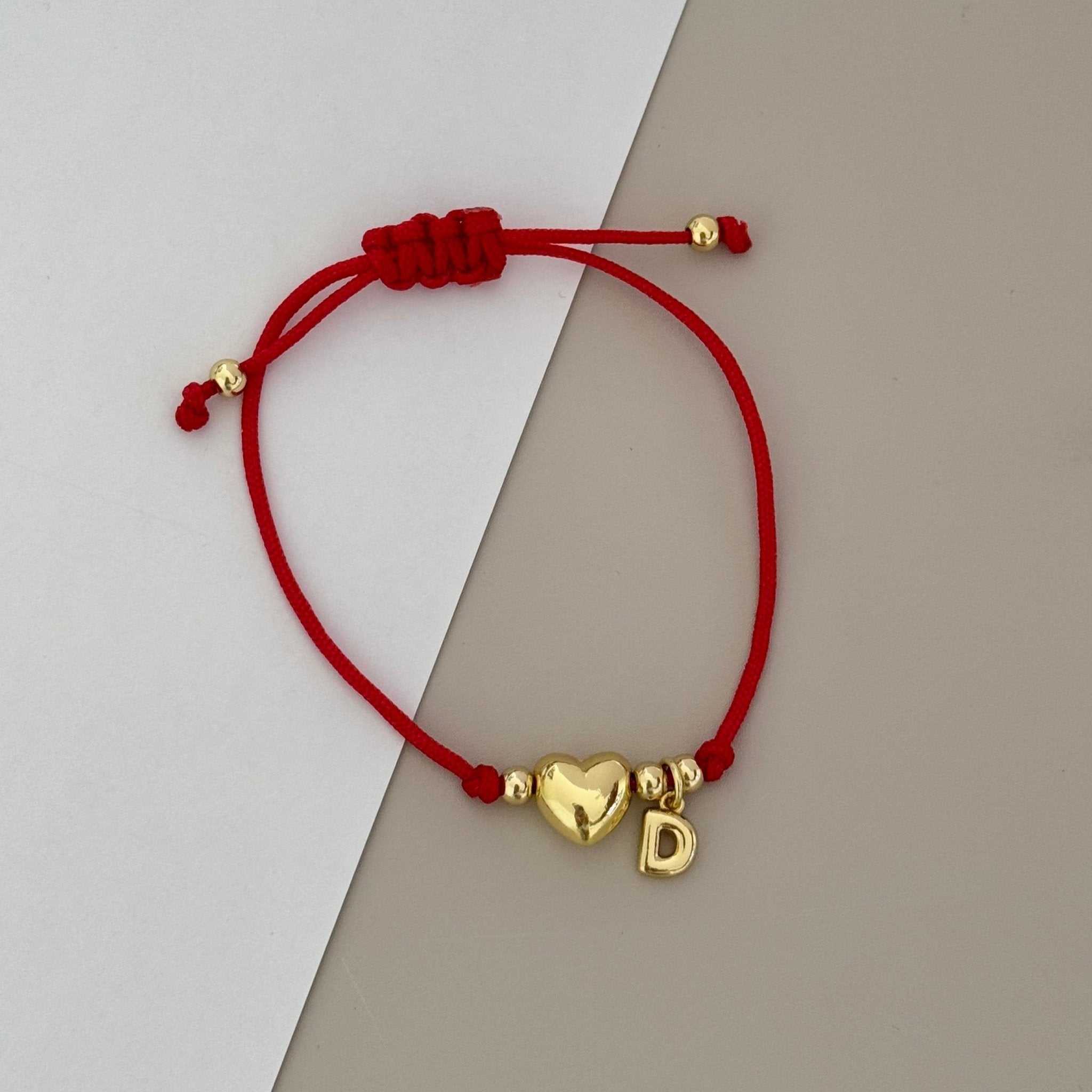 Heart Initial Cord Bracelet - LimaLimón Store