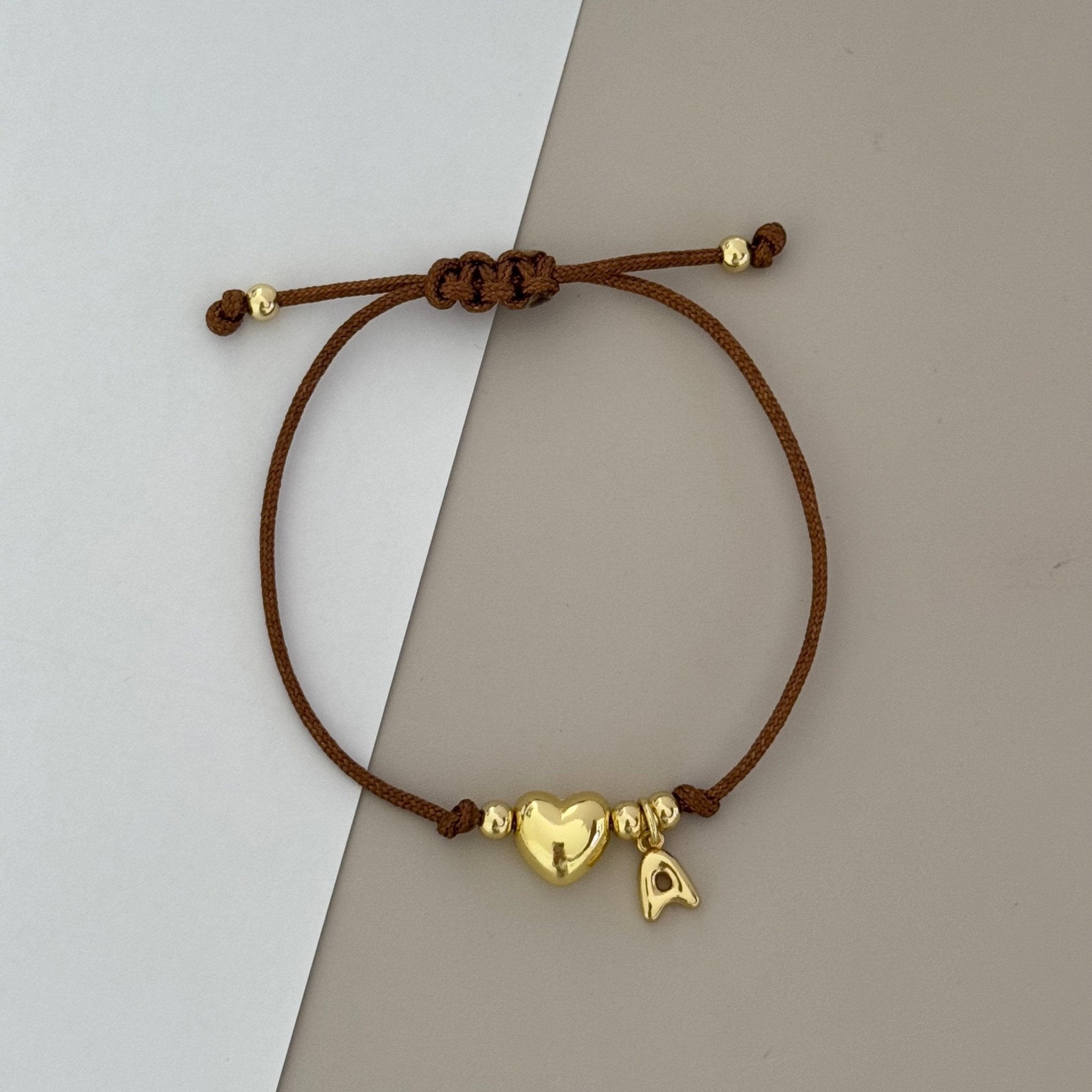 Heart Initial Cord Bracelet - LimaLimón Store
