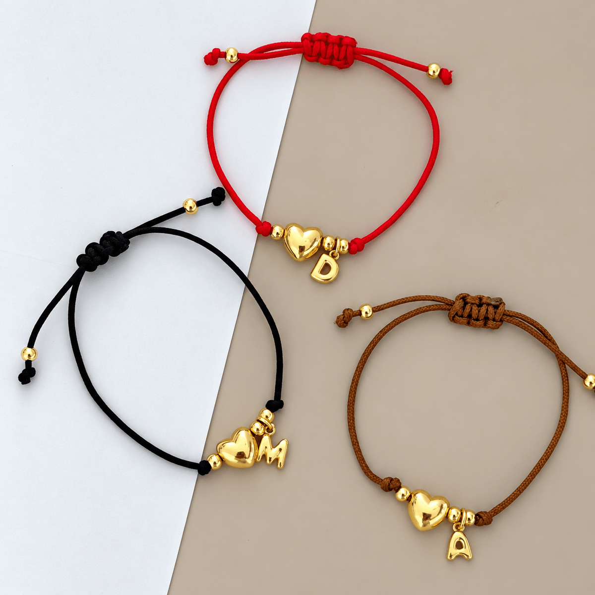 Heart Initial Cord Bracelet - Bracelet | LimaLimón Store - 1