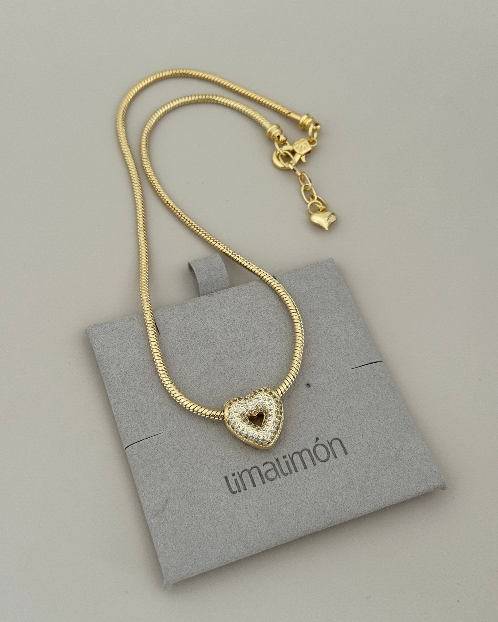 Heart Pendant Snake Chain Necklace - Necklace | LimaLimón Store - 4