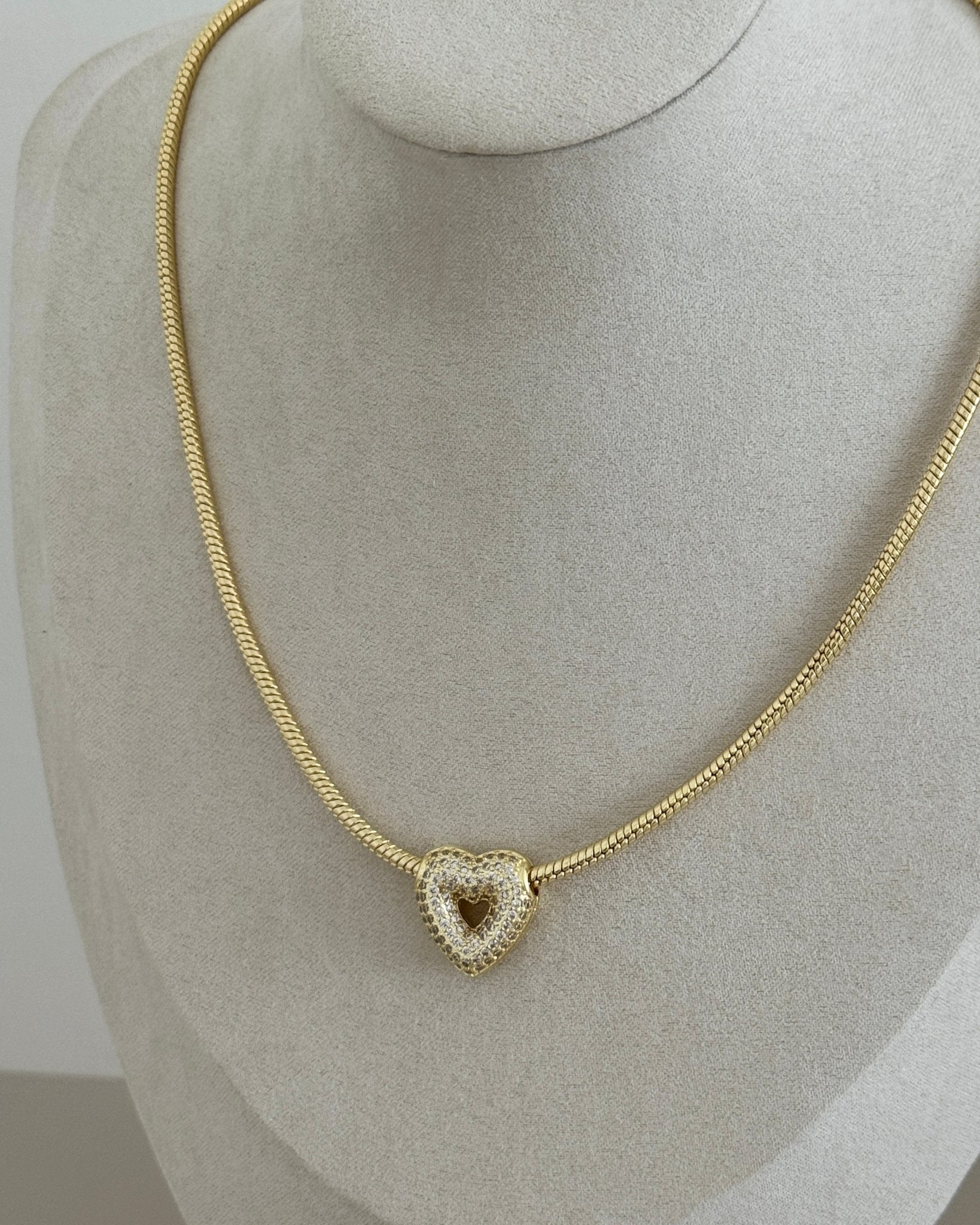 Heart Pendant Snake Chain Necklace - Necklace | LimaLimón Store - 3