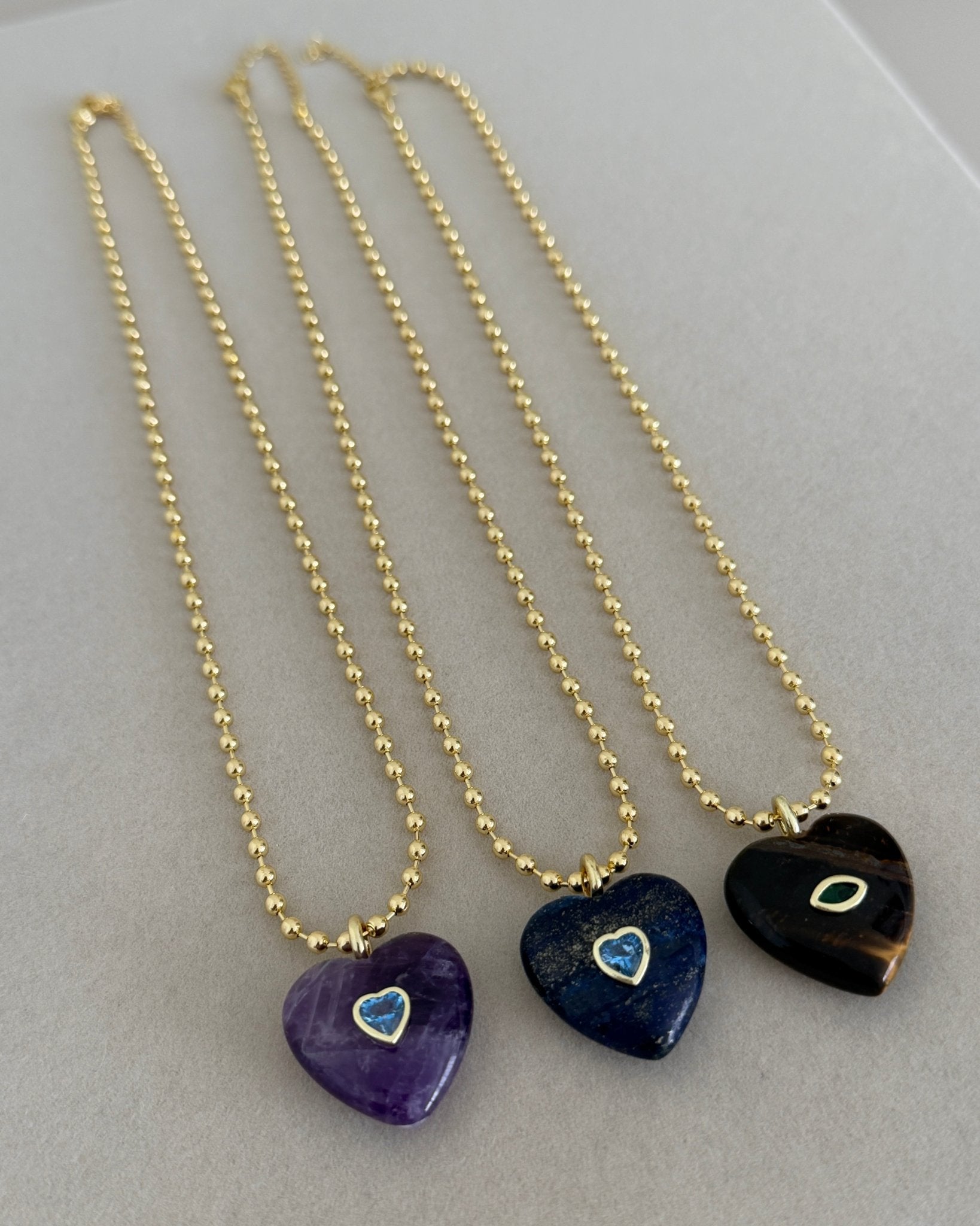 Heart Stone Charm Necklace - Necklaces | LimaLimón Store - 5