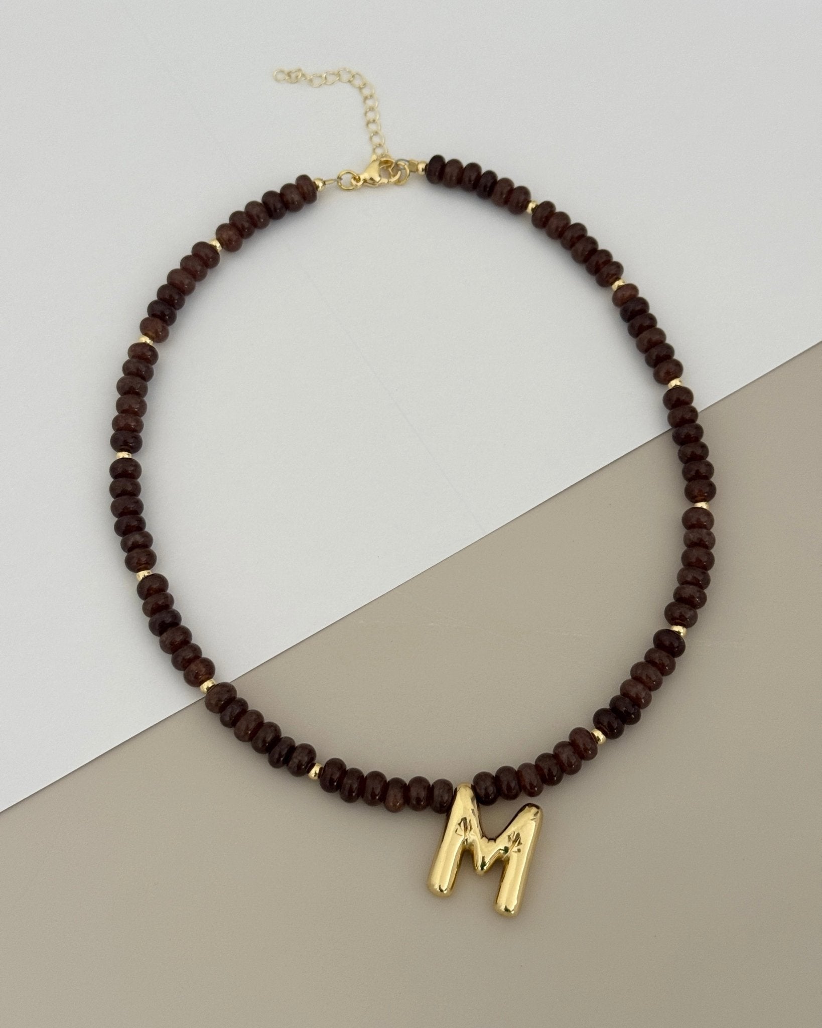 Initial Wood Bead Choker - Necklaces | LimaLimón Store - 1