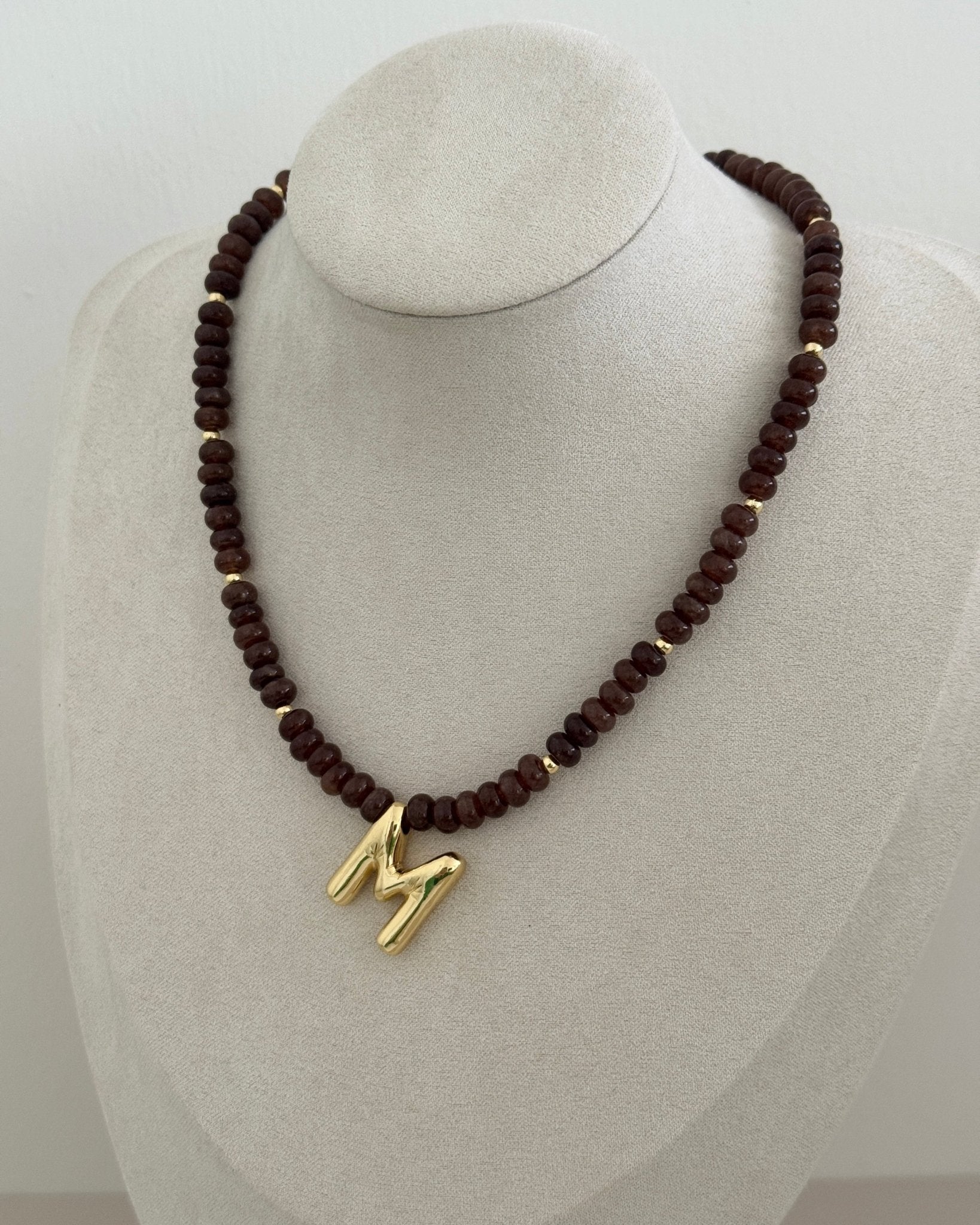 Initial Wood Bead Choker - Necklaces | LimaLimón Store - 2