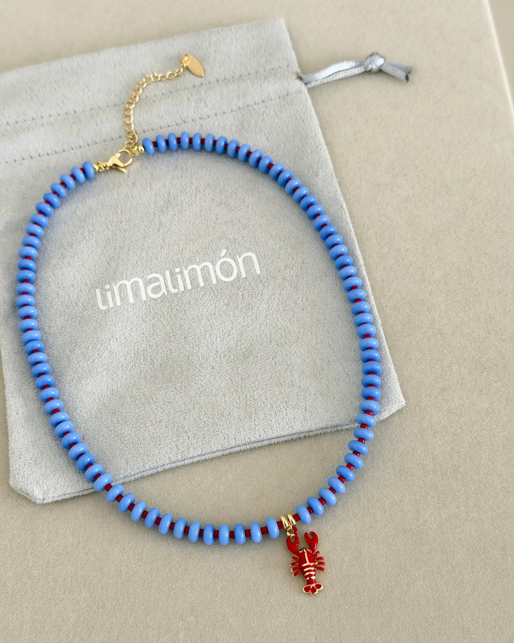 Lobster Charm Beaded Necklace - Necklaces | LimaLimón Store - 5