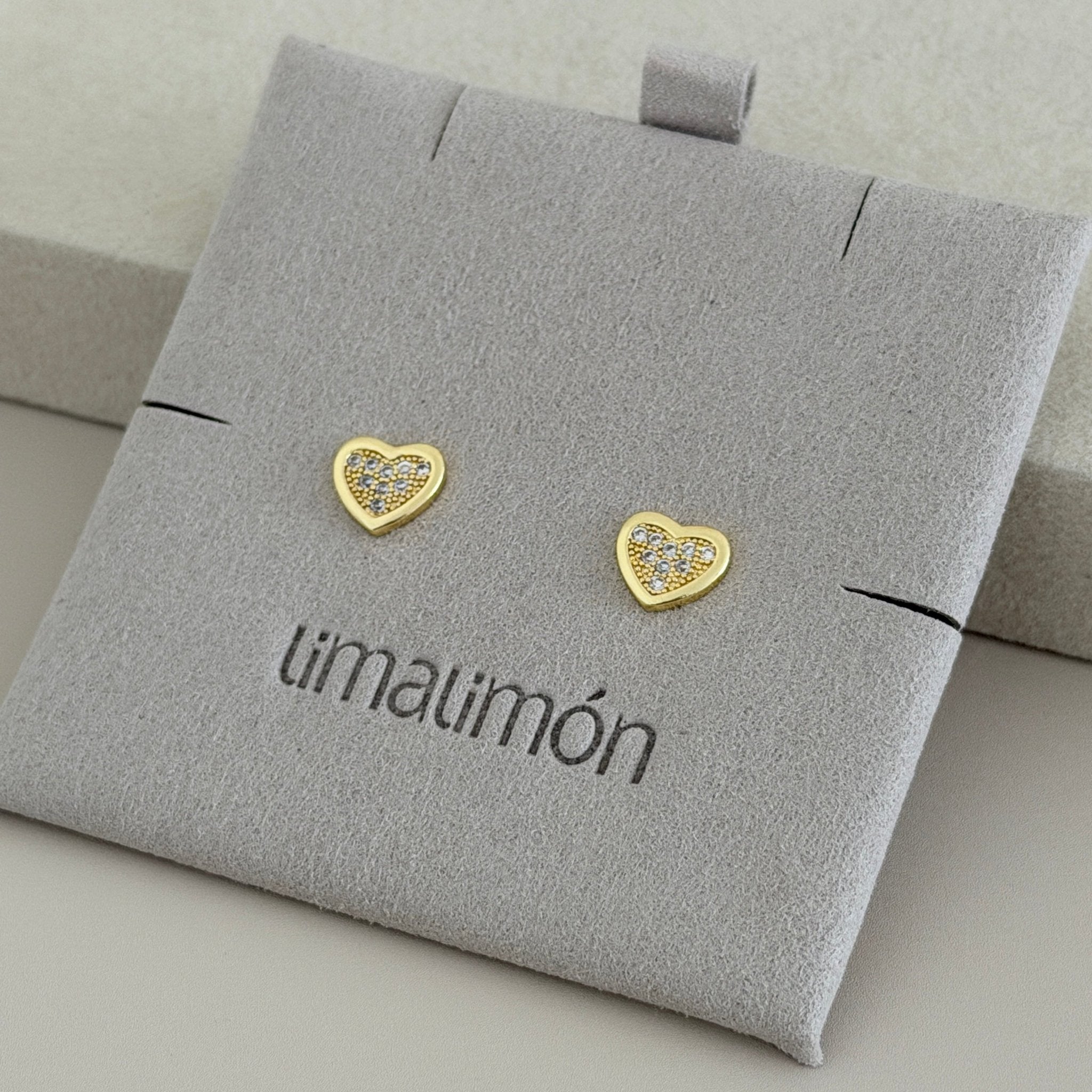 Luna Pavé Heart Stud Earrings - Earring | LimaLimón Store - 2