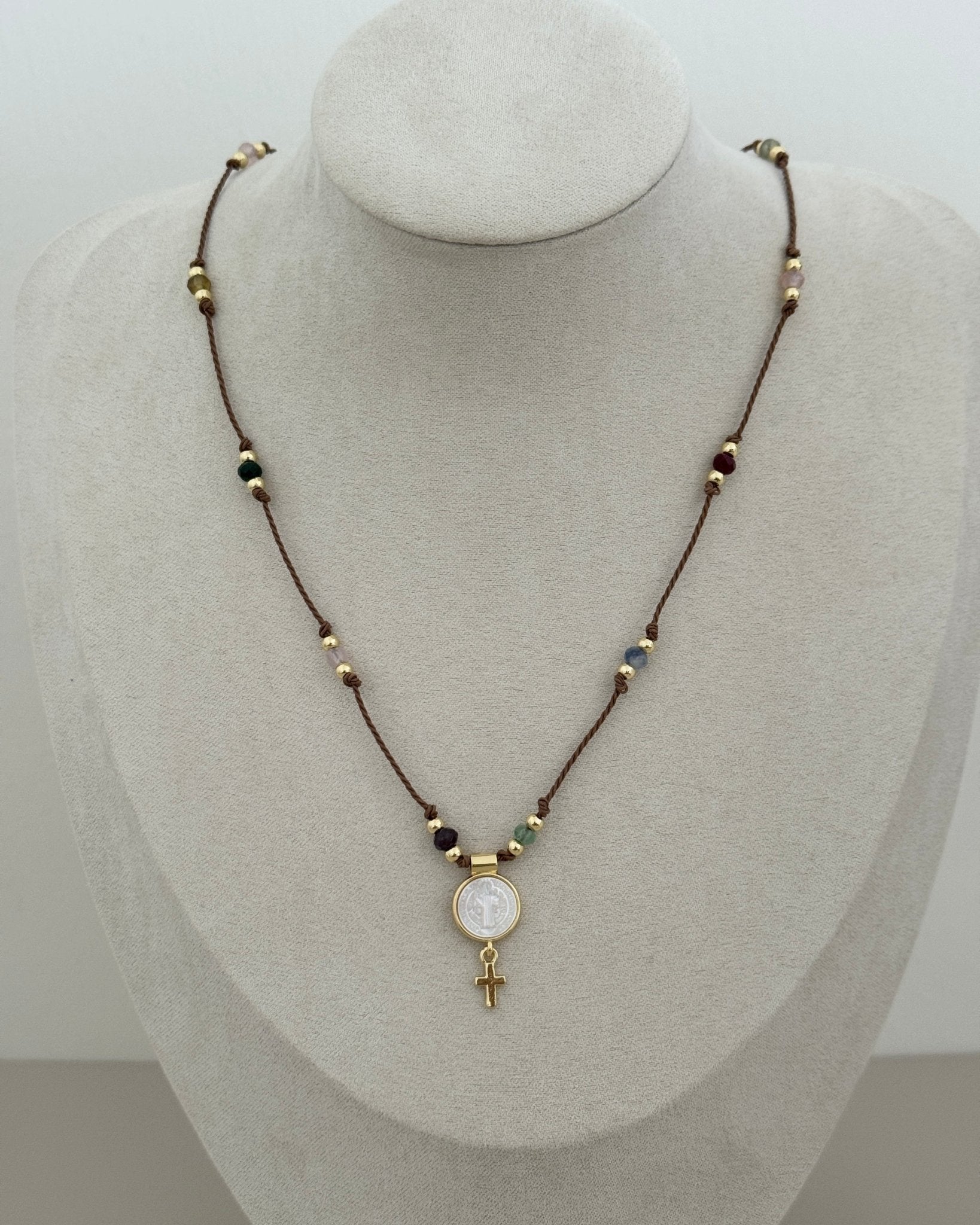 Medal Cord Necklace with Cross - Necklace | LimaLimón Store - 4