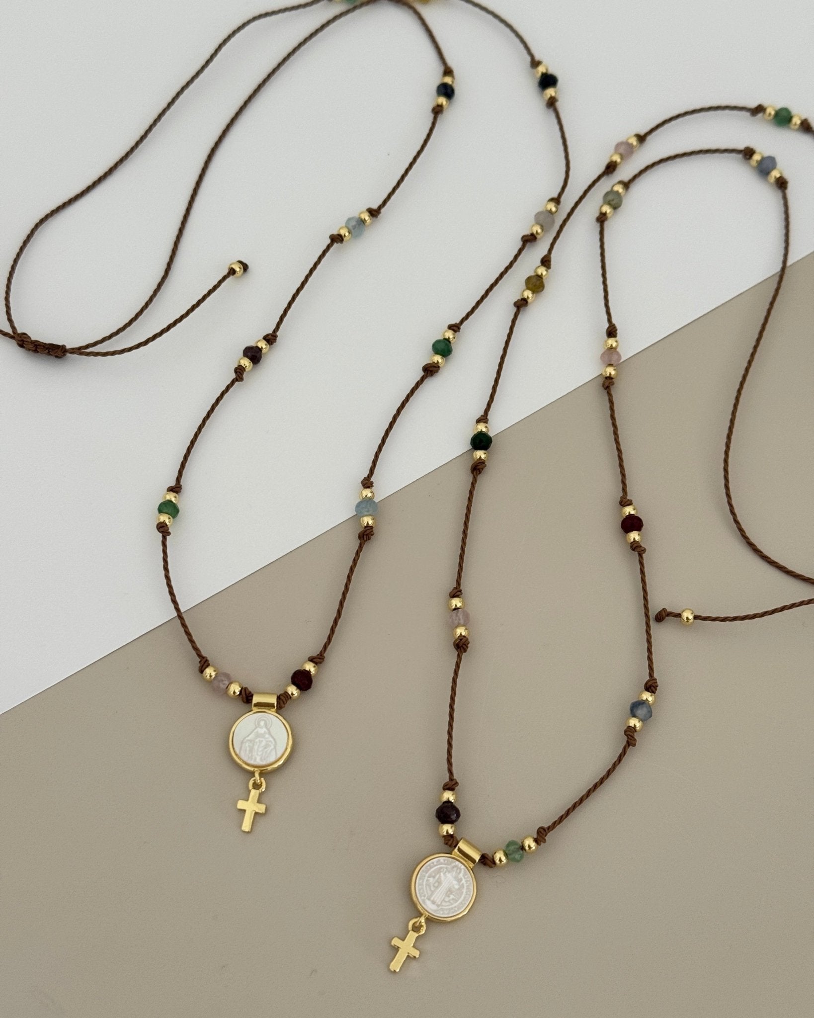 Medal Cord Necklace with Cross - Necklace | LimaLimón Store - 1