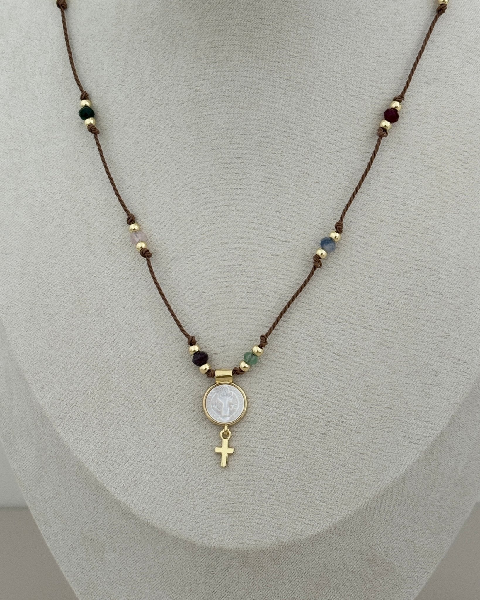 Medal Cord Necklace with Cross - Necklace | LimaLimón Store - 5