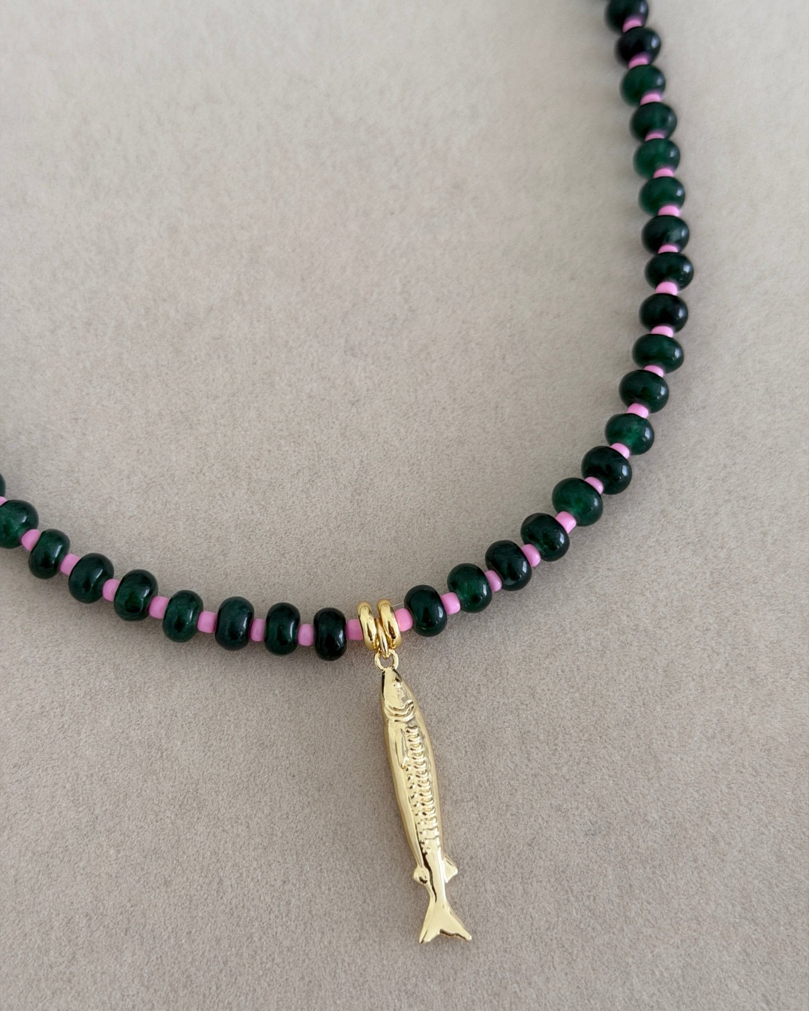 Midnight Fish Charm Beaded Necklace - Necklaces | LimaLimón Store - 2