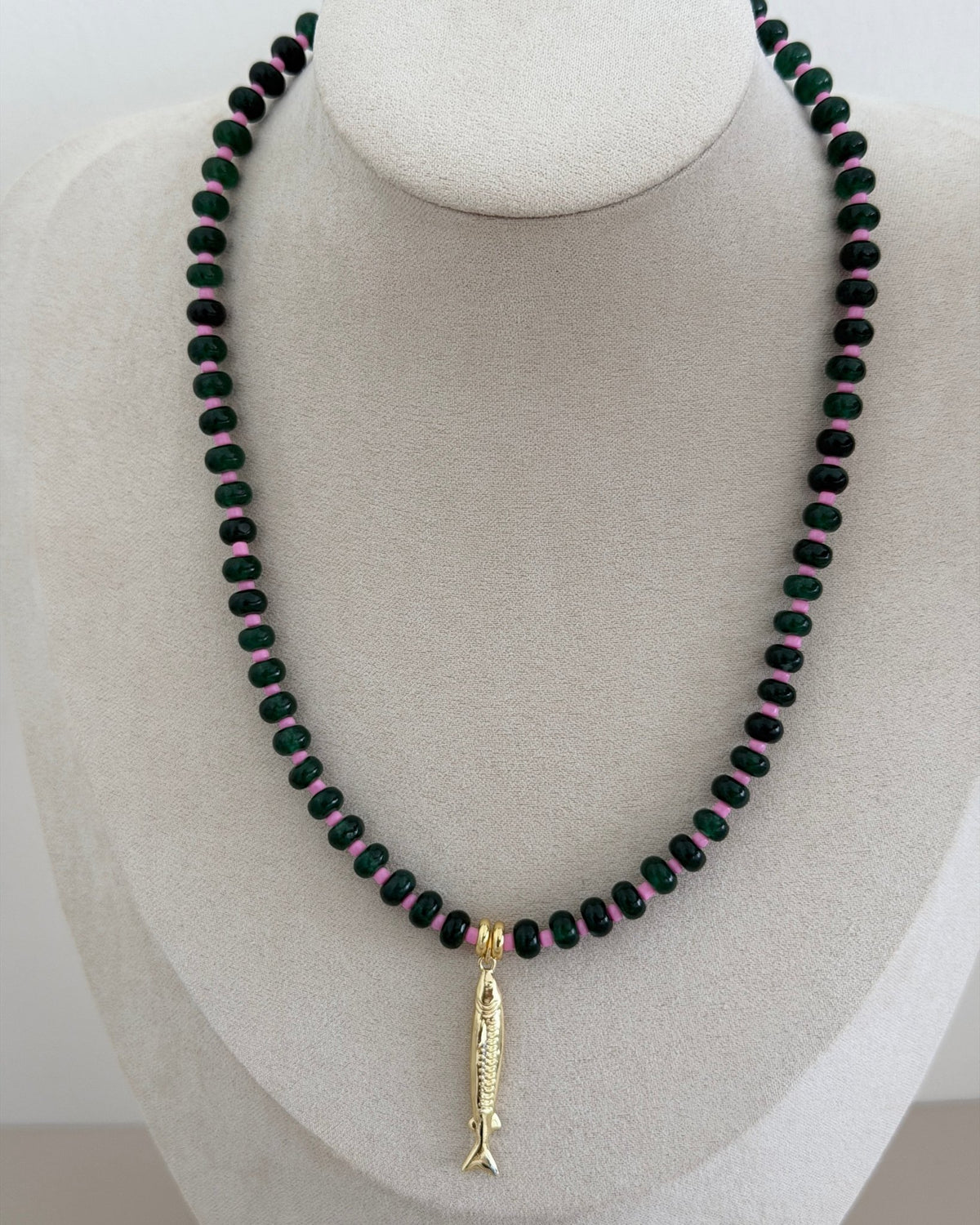 Midnight Fish Charm Beaded Necklace - Necklaces | LimaLimón Store - 5