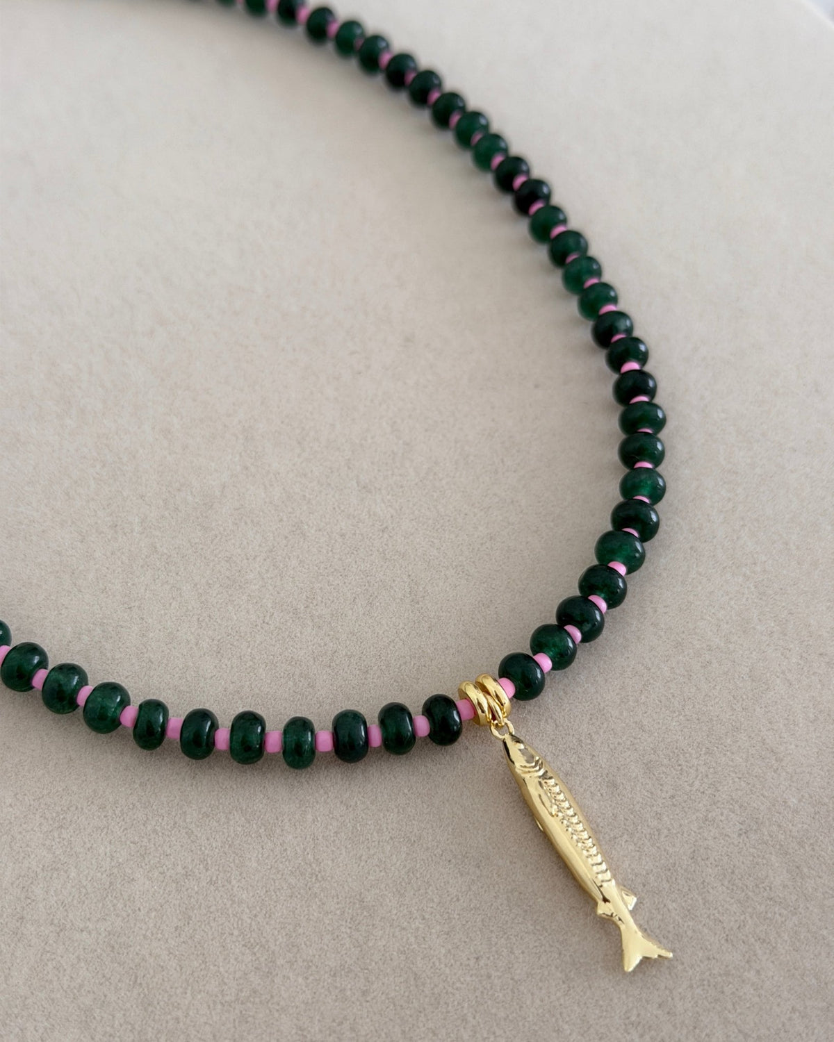 Midnight Fish Charm Beaded Necklace - Necklaces | LimaLimón Store - 7