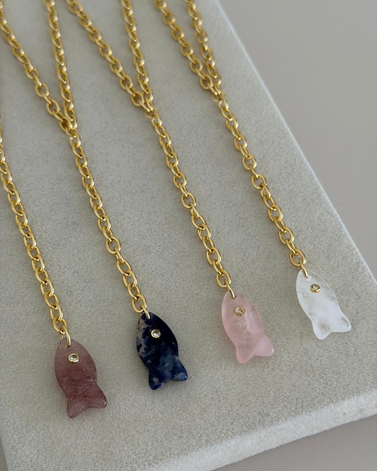 Mini Fish Charm Drop Necklace - Necklace | LimaLimón Store - 12