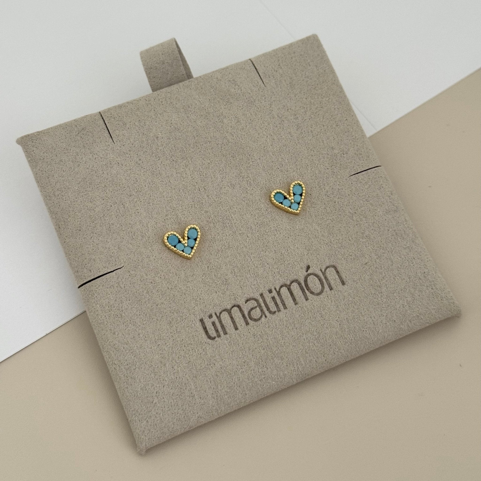 Mini Turquoise Heart Studs - Earring | LimaLimón Store - 1