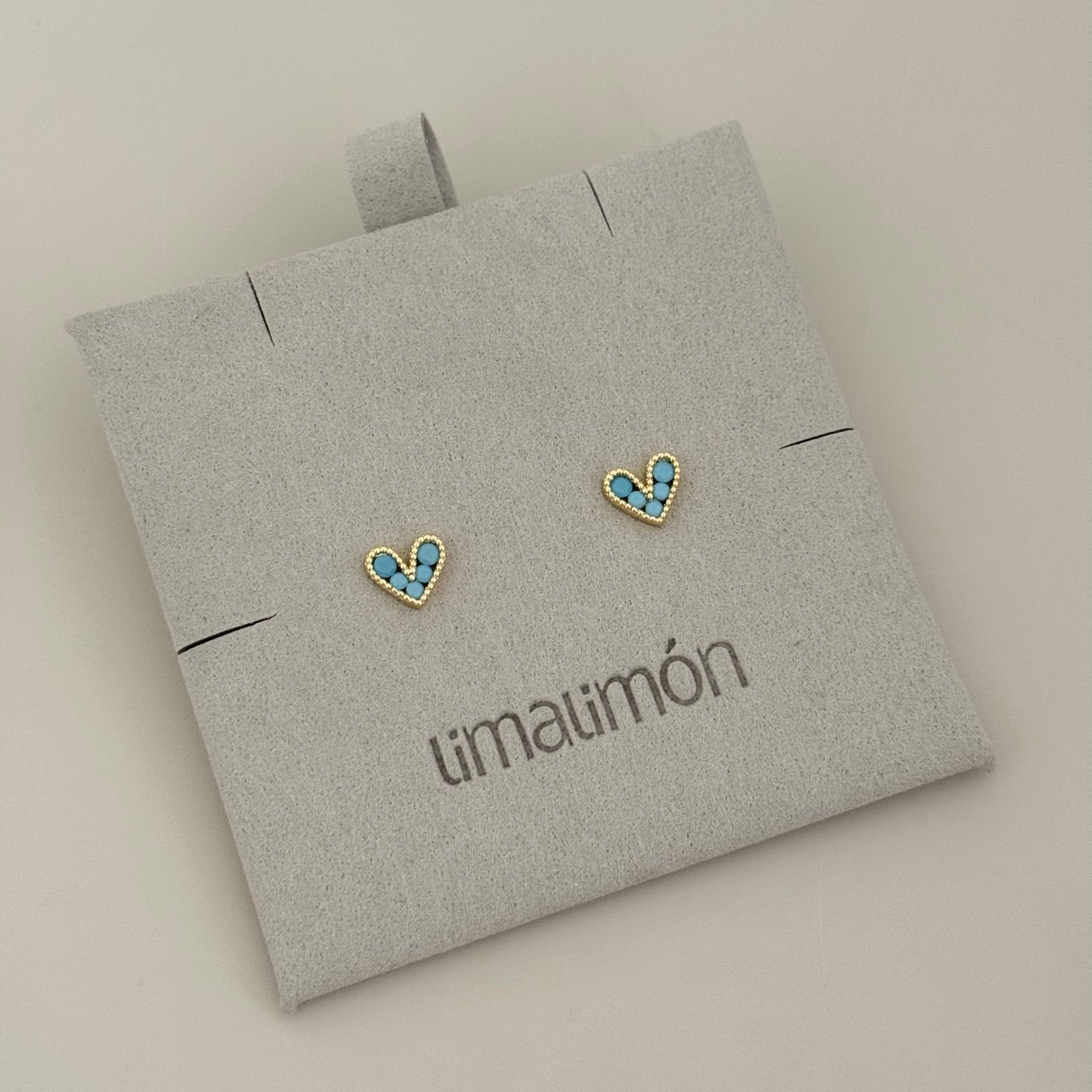 Mini Turquoise Heart Studs - Earring | LimaLimón Store - 2