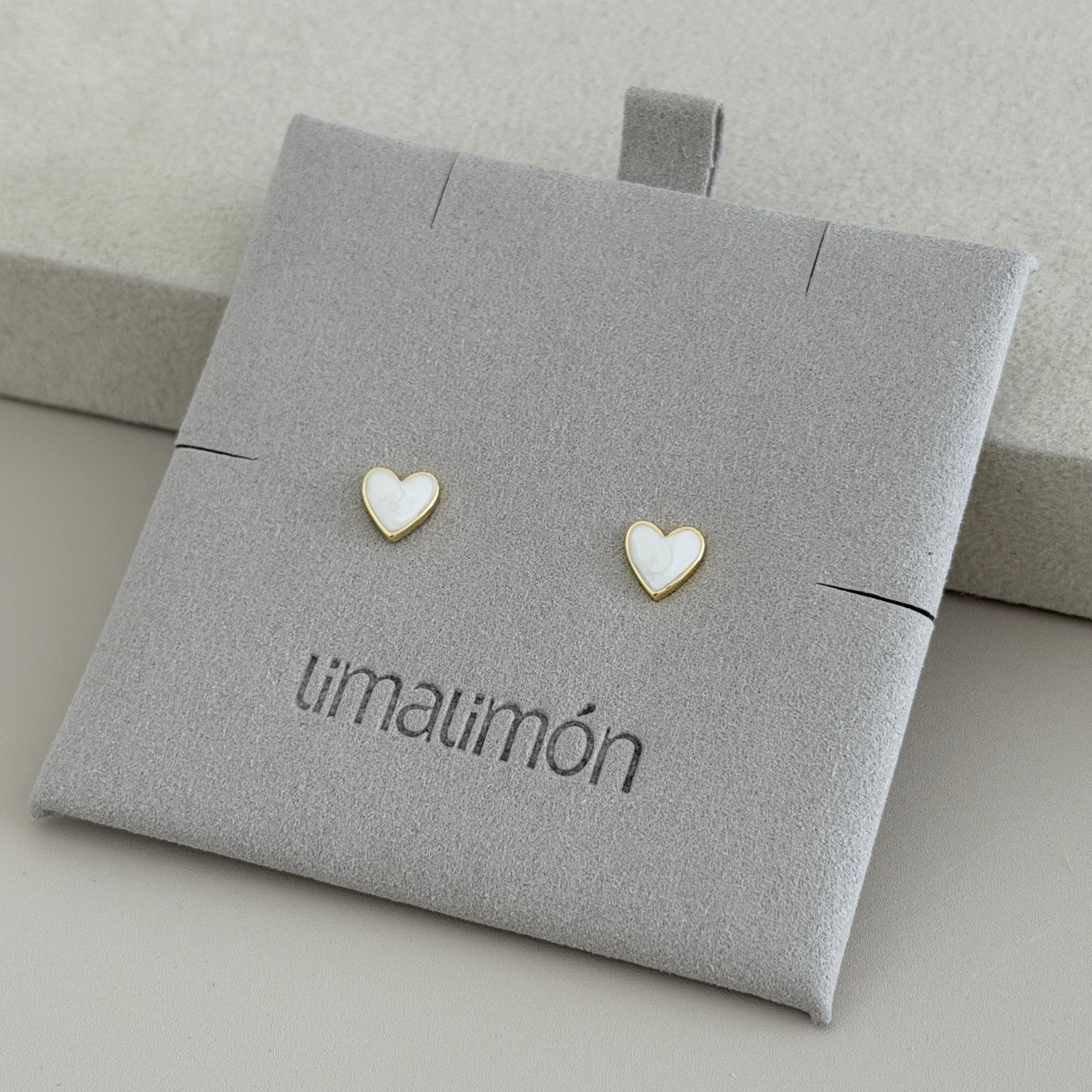 Mini White Heart Stud Earrings - Earring | LimaLimón Store - 2