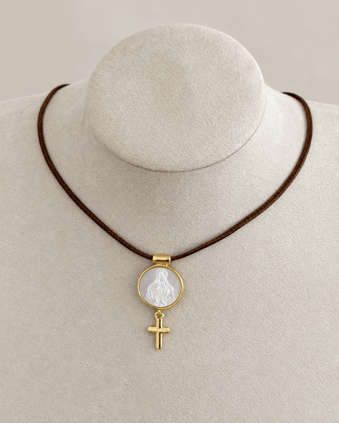Miraculous Medal & Cross Cord Necklace - Necklaces | LimaLimón Store - 2