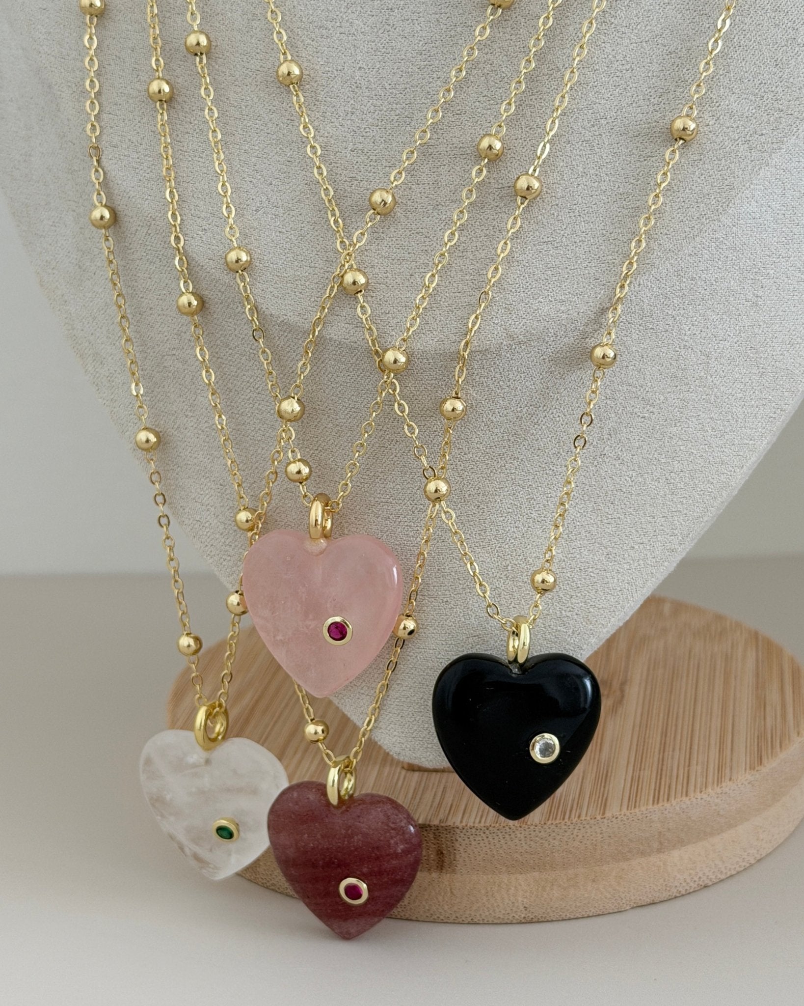 Natural Stone Heart Necklace - Necklace | LimaLimón Store - 7