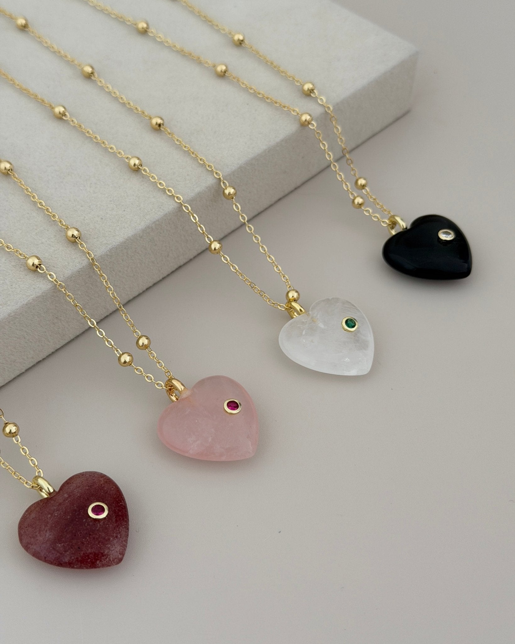 Natural Stone Heart Necklace - Necklace | LimaLimón Store - 6