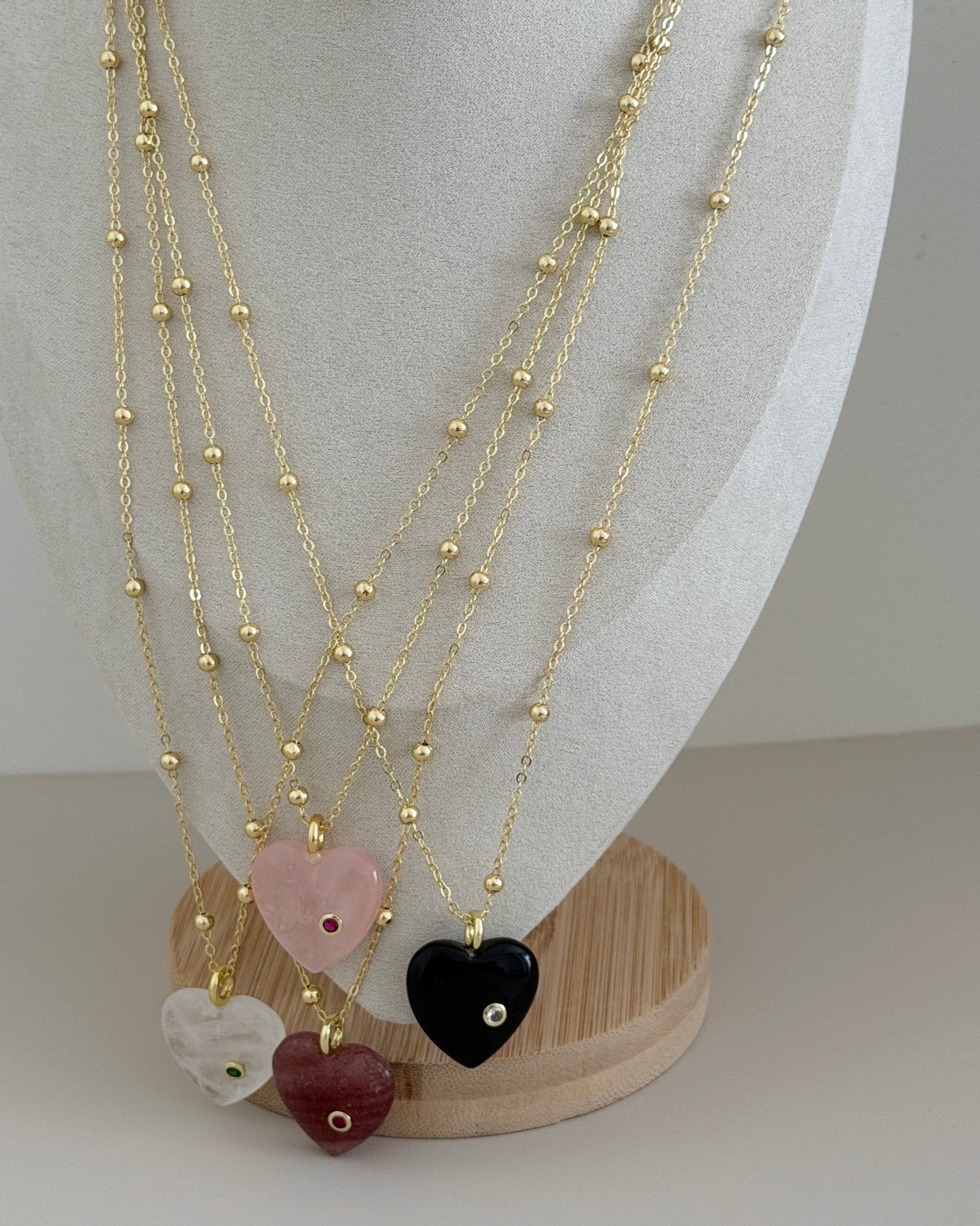 Natural Stone Heart Necklace - Necklace | LimaLimón Store - 8
