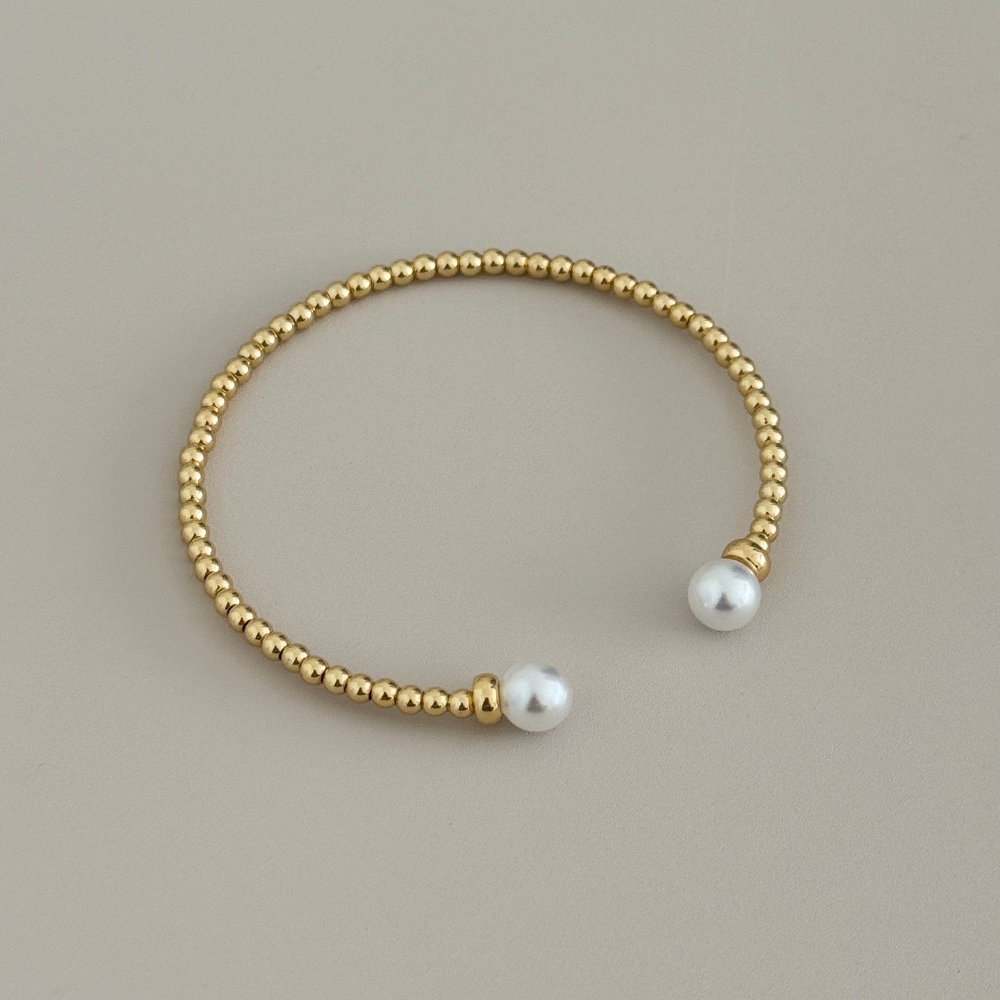 Open Beaded Bangle with Pearls - Bracelets | LimaLimón Store - 1