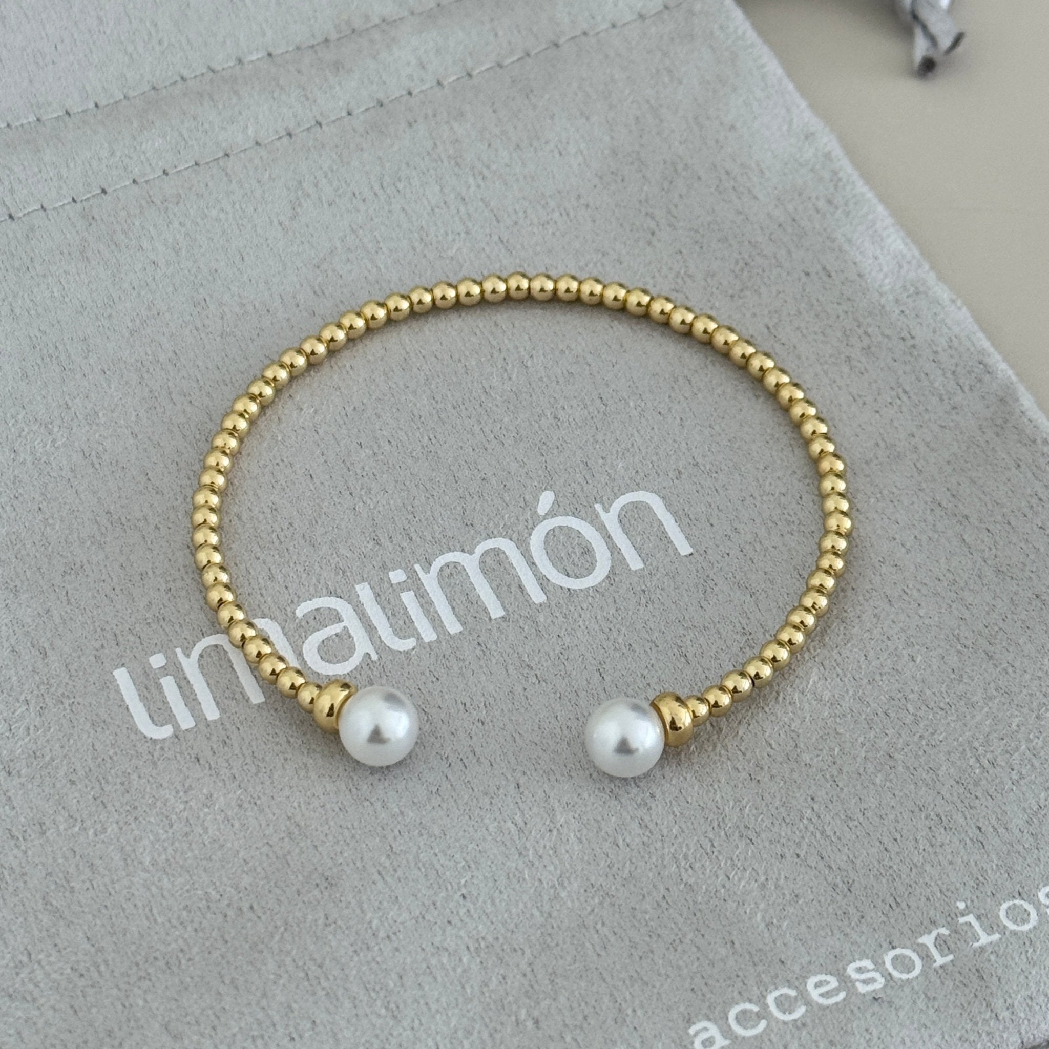 Open Beaded Bangle with Pearls - Bracelets | LimaLimón Store - 3