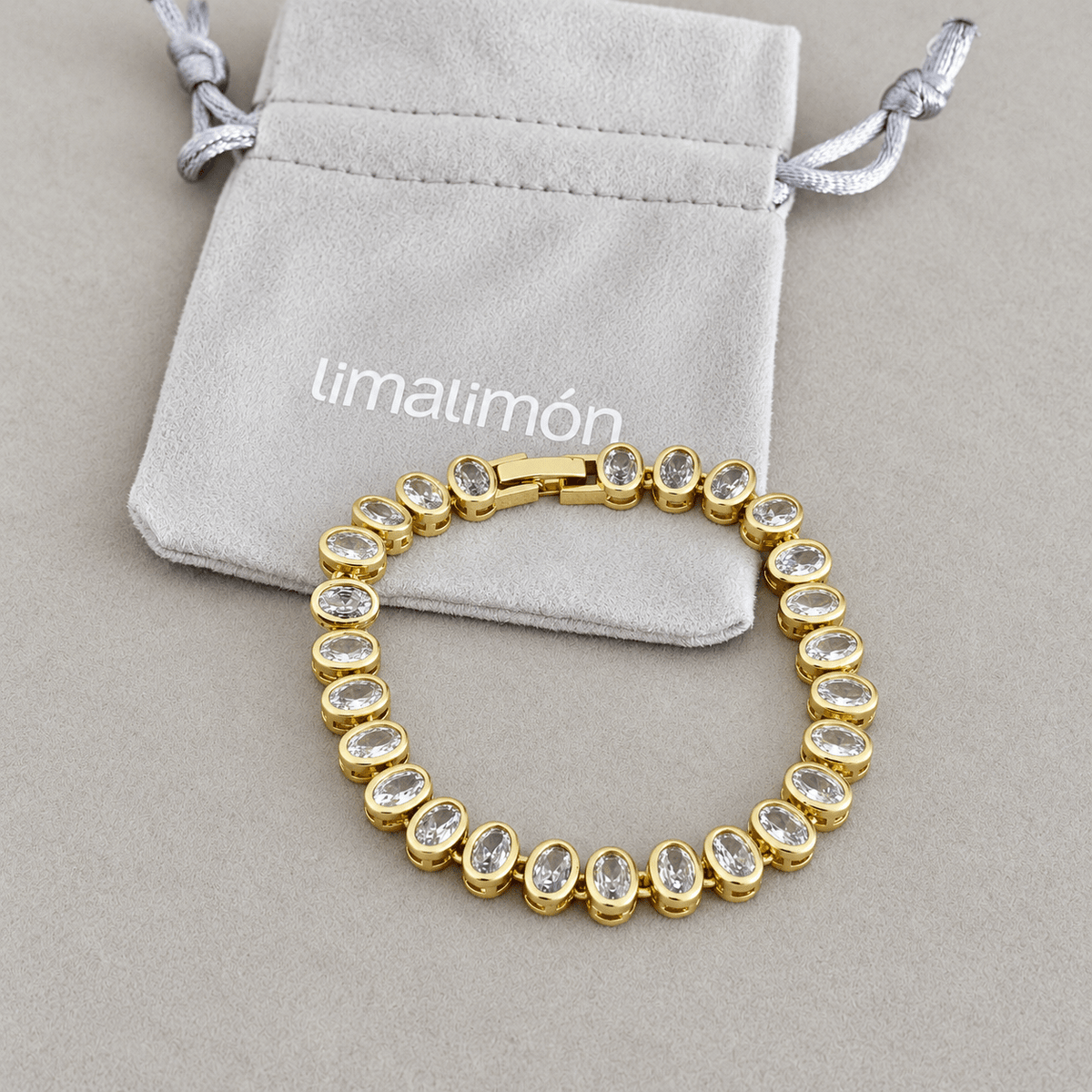 Oval Crystal Tennis Bracelet - Bracelets | LimaLimón Store - 2