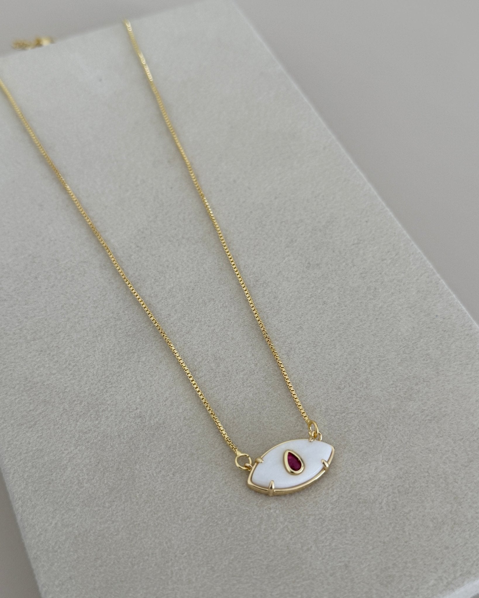 Oval Evil Eye Gold Plated Necklace - Necklace | LimaLimón Store - 2