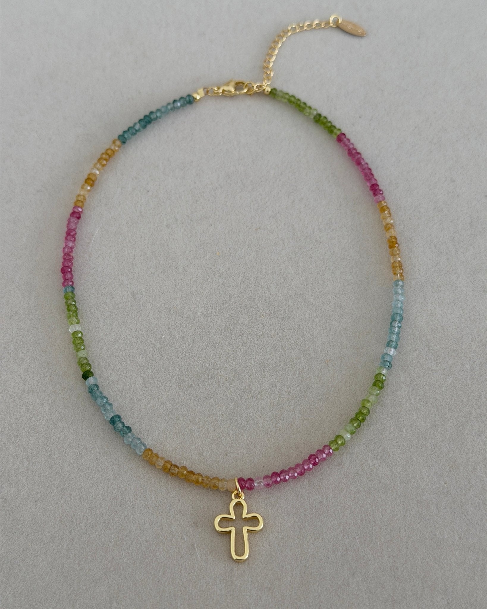 Pastel Cross Beaded Necklace - Necklaces | LimaLimón Store - 1