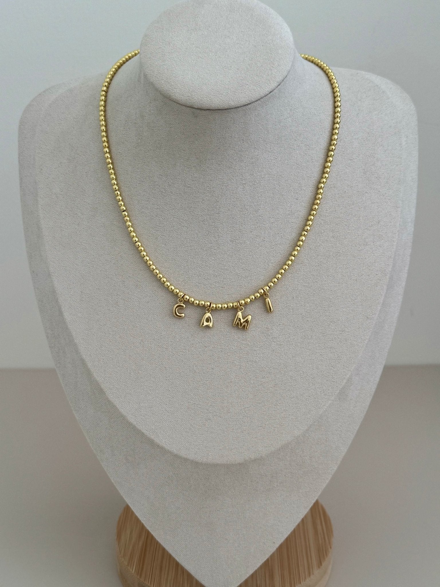 Personalized Bead Gold Necklace - LimaLimón Store