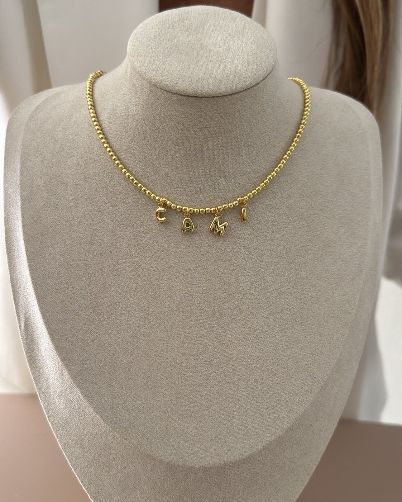 Personalized Bead Gold Necklace - LimaLimón Store